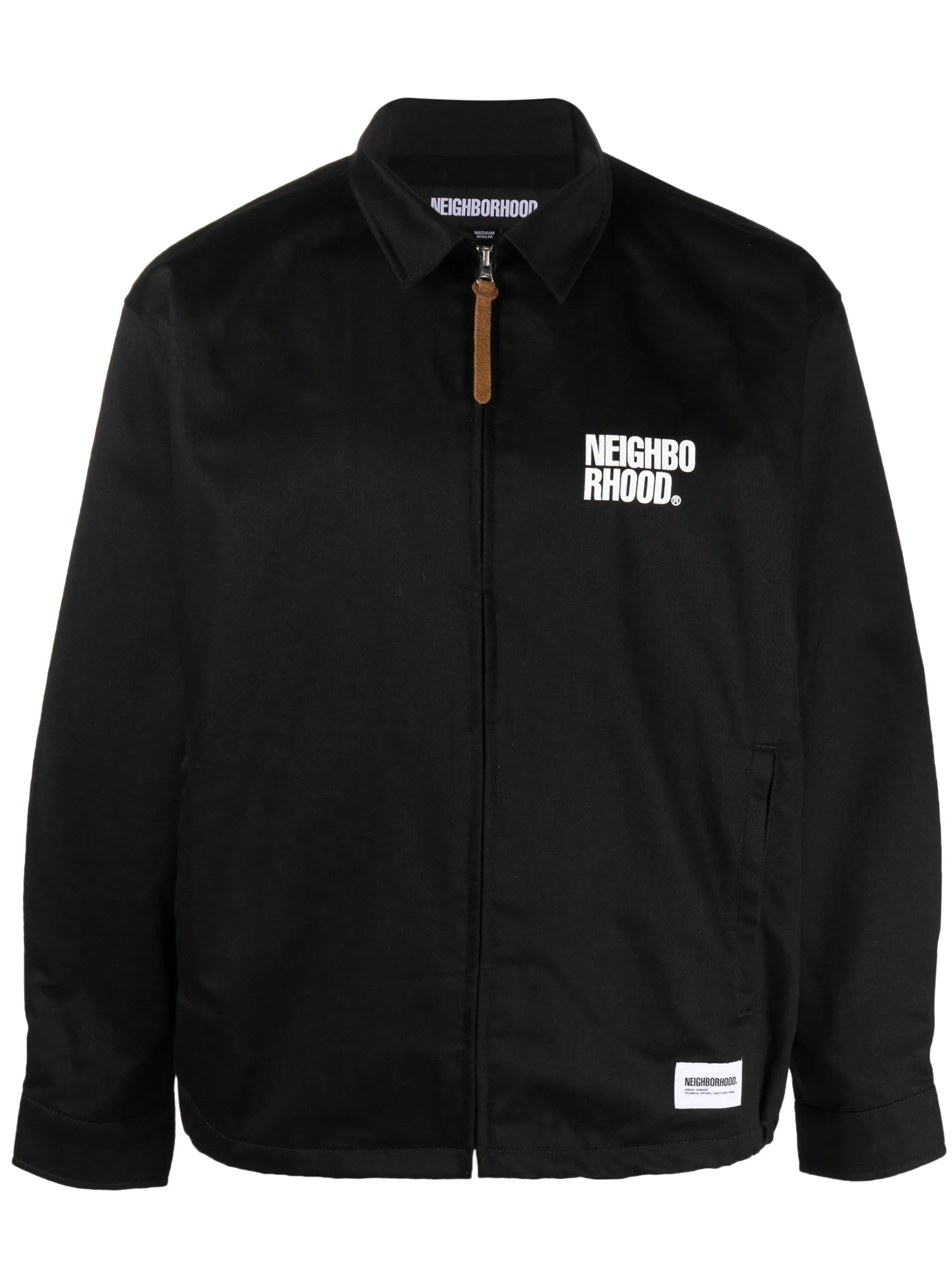 logo-print cotton work jacket