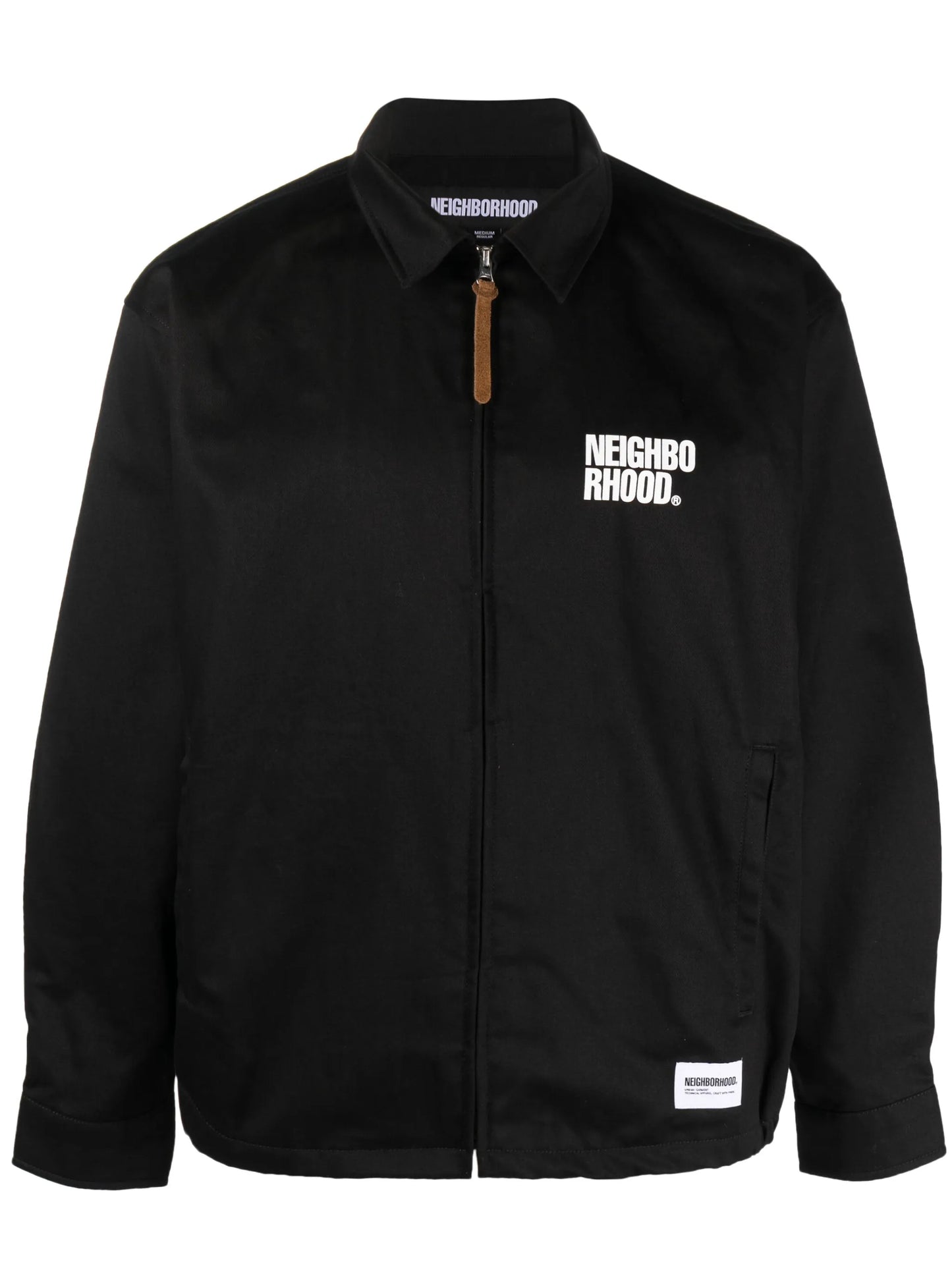 logo-print cotton work jacket
