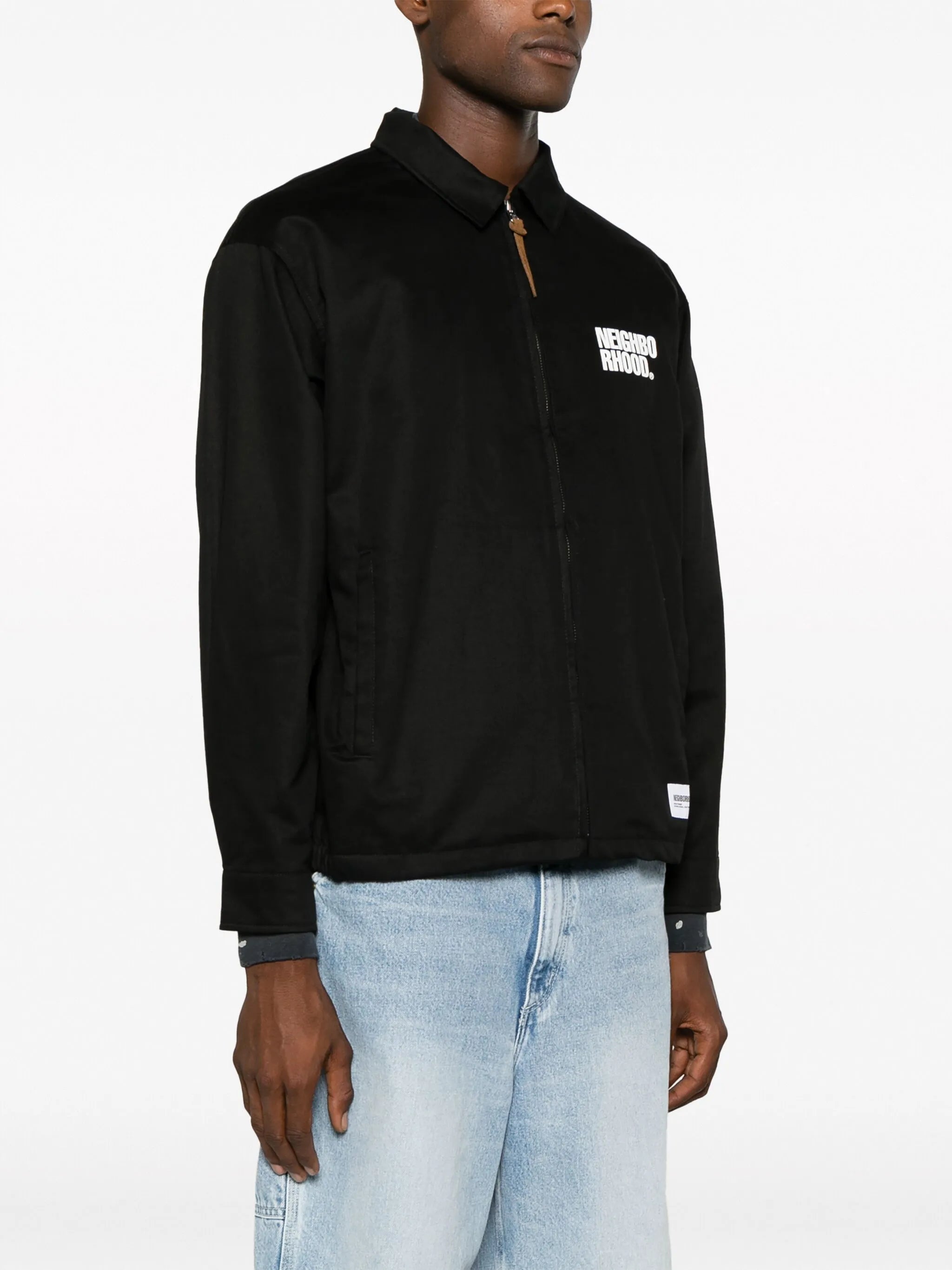 logo-print cotton work jacket