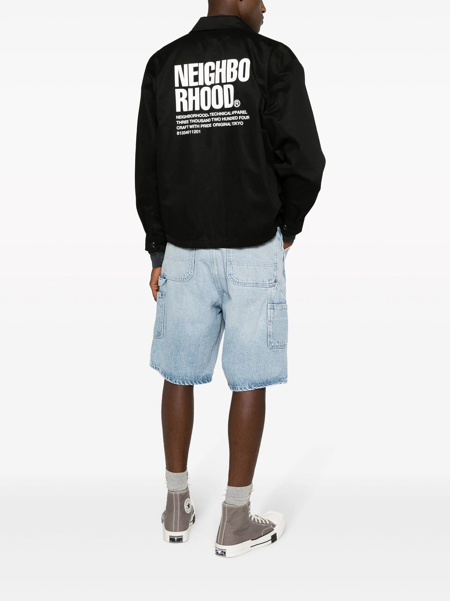 logo-print cotton work jacket