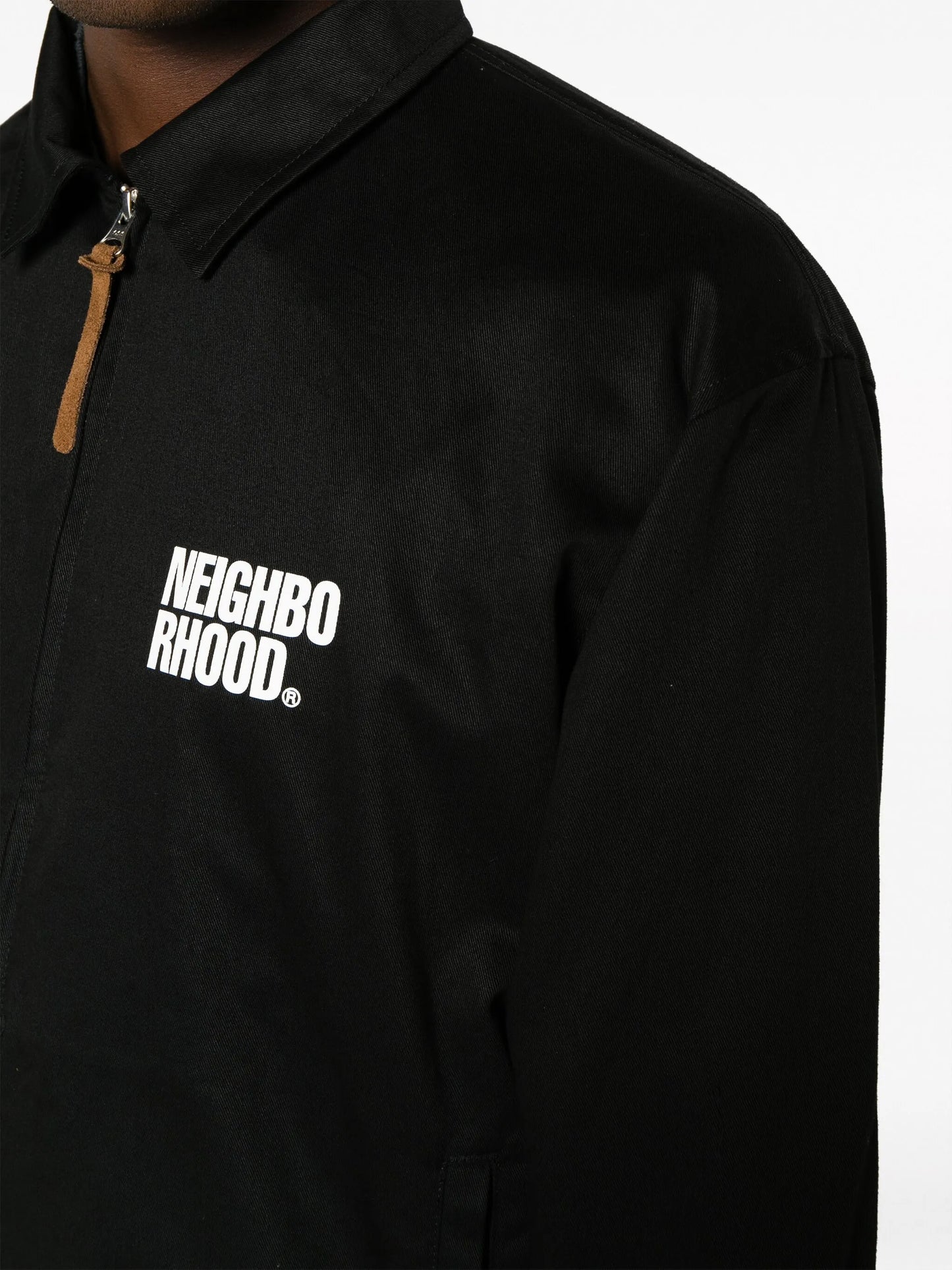 logo-print cotton work jacket