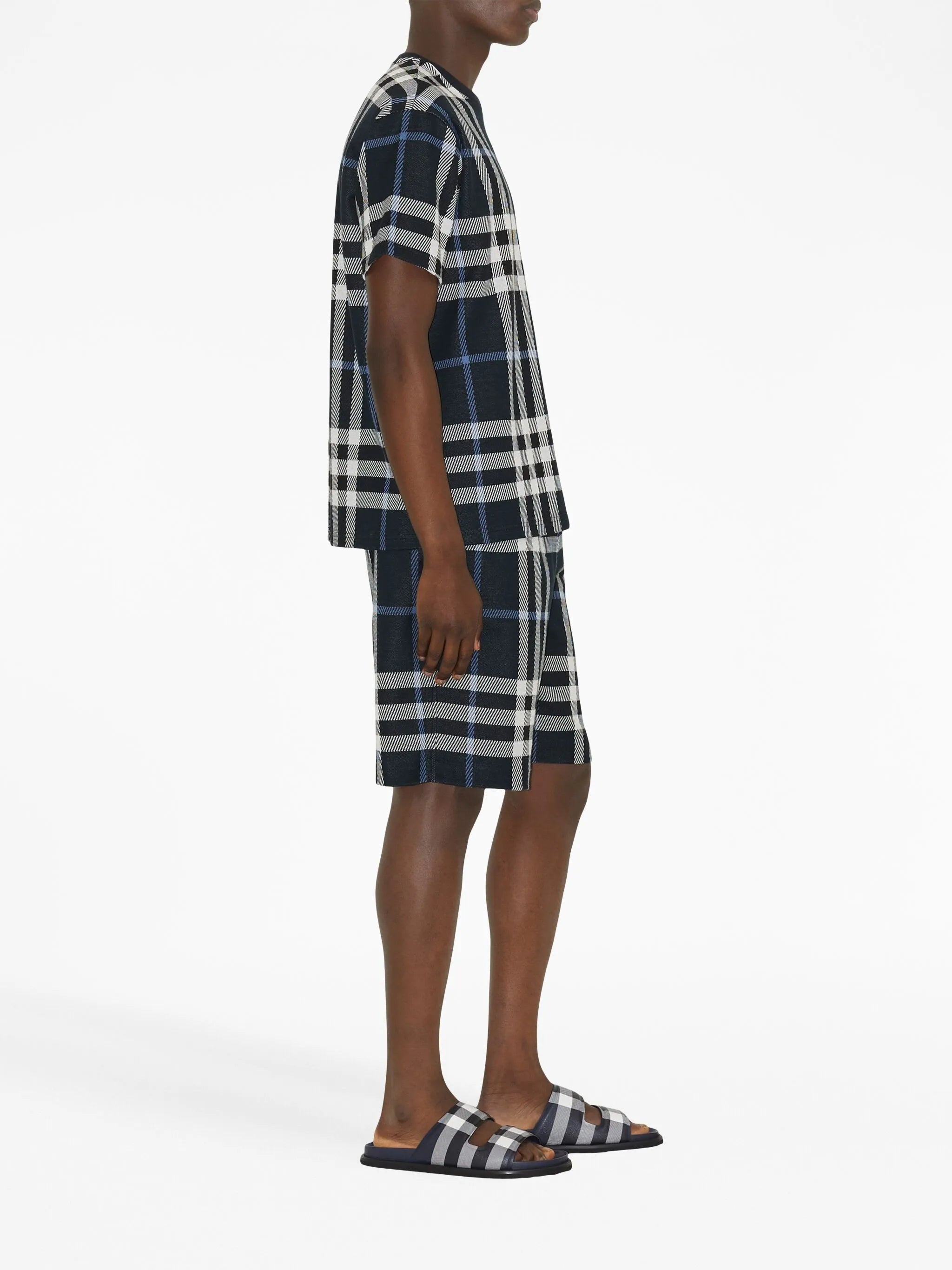 check-pattern cotton T-shirt