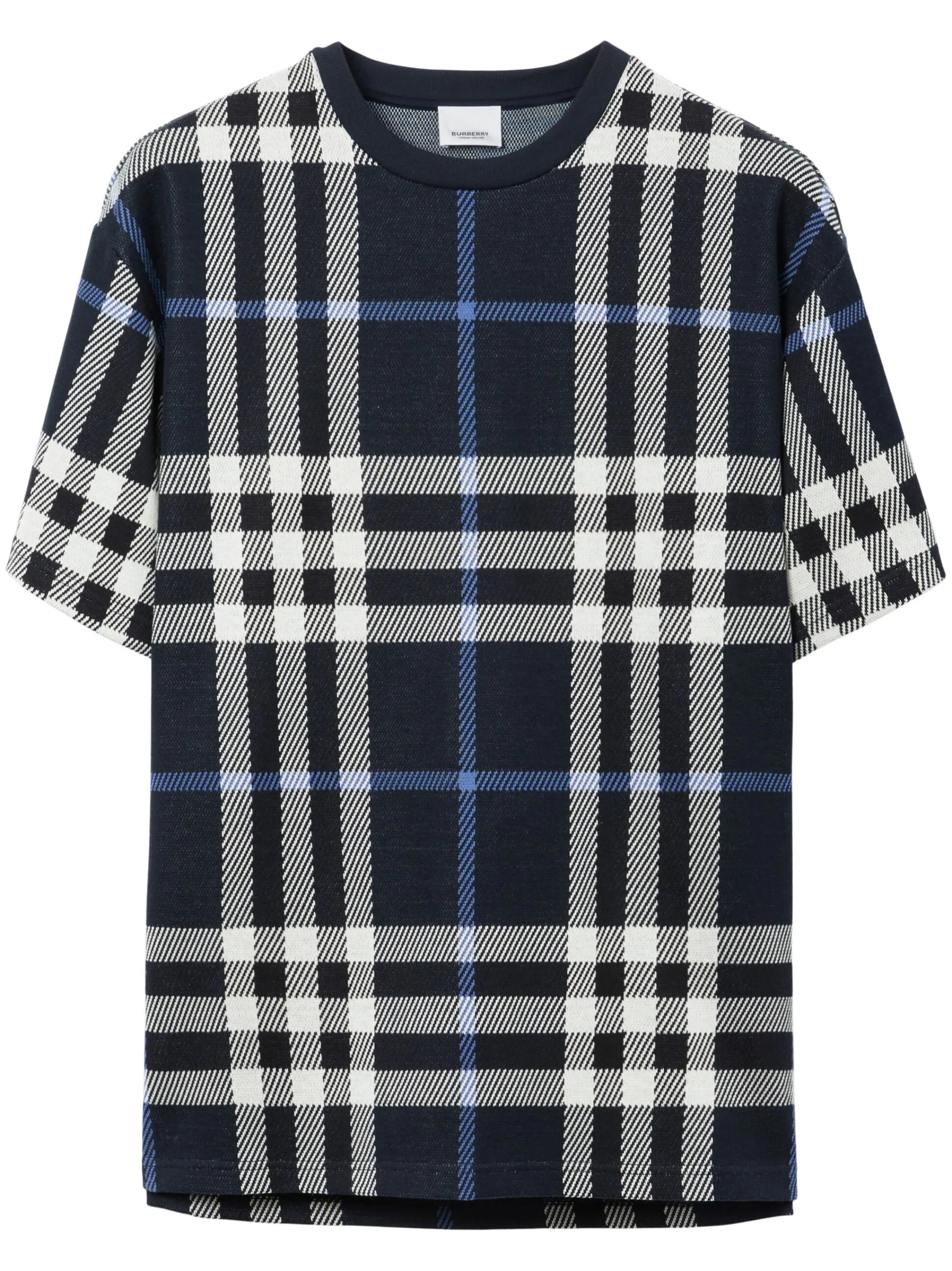 check-pattern cotton T-shirt