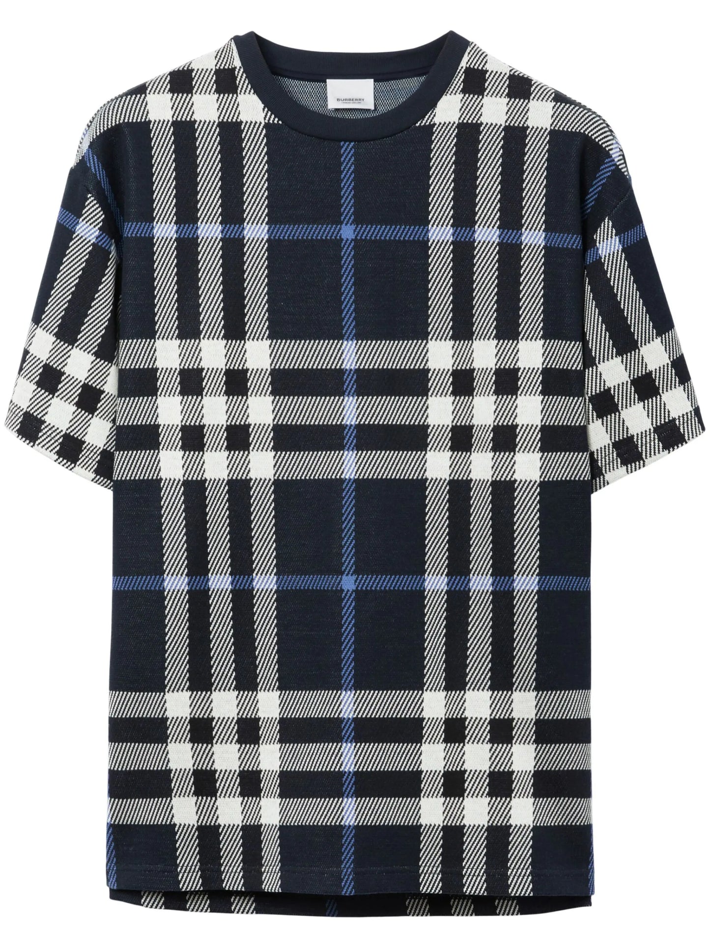 check-pattern cotton T-shirt
