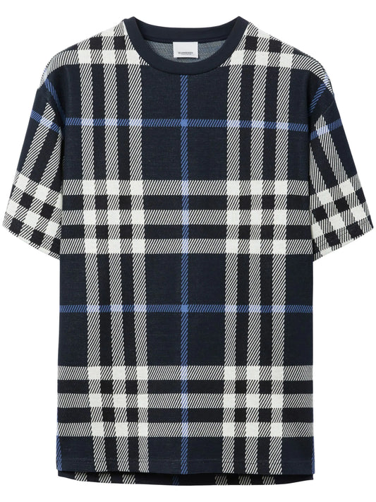 check-pattern cotton T-shirt