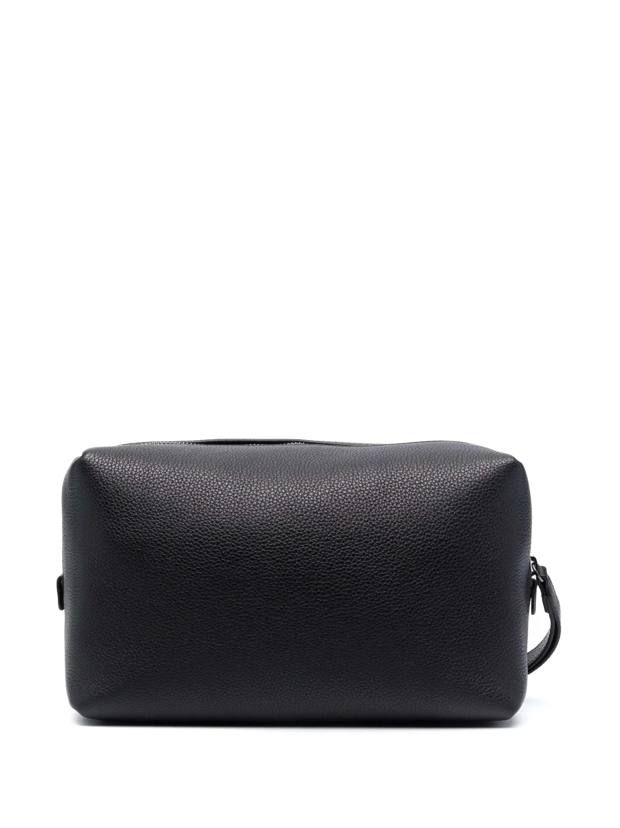logo-print leather wash bag