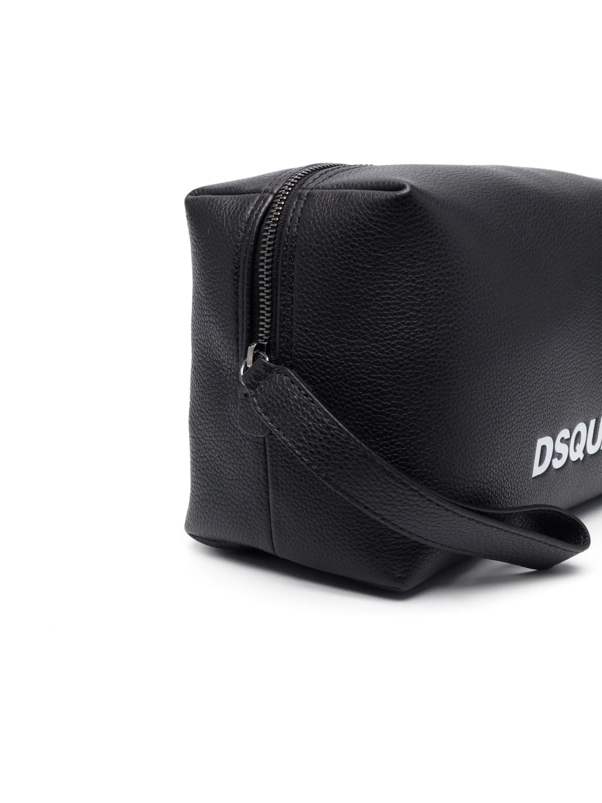 logo-print leather wash bag
