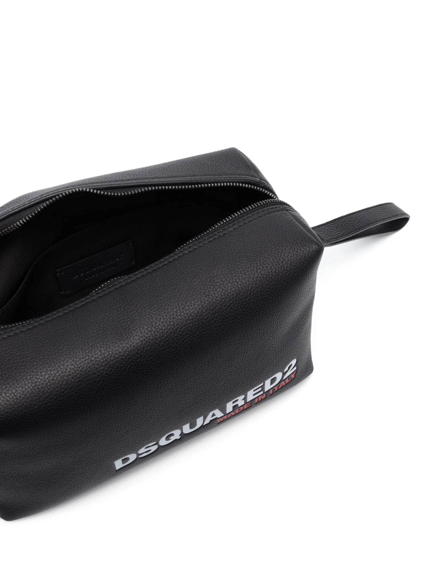 logo-print leather wash bag