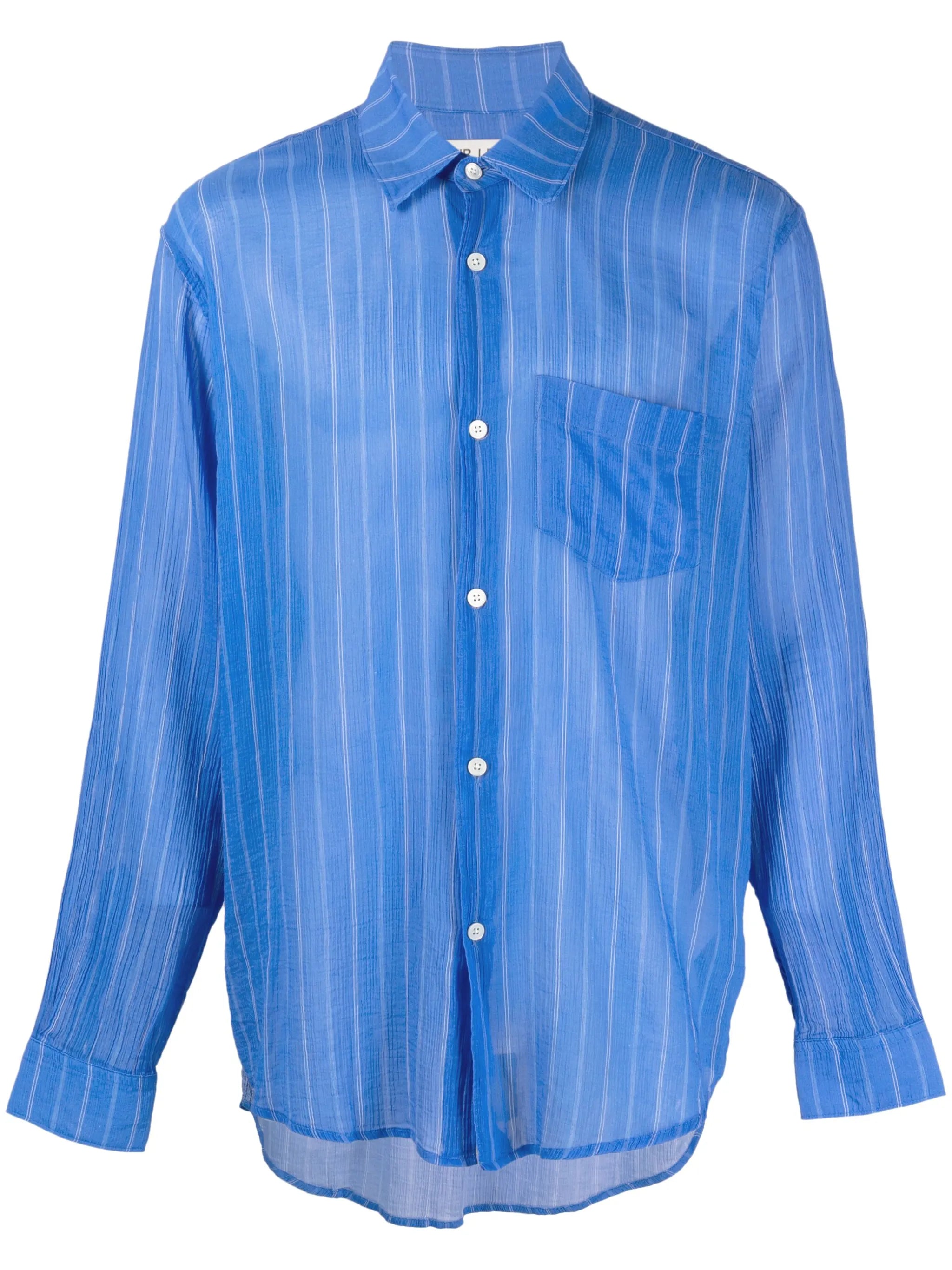 long-sleeve striped cotton-blend shirt