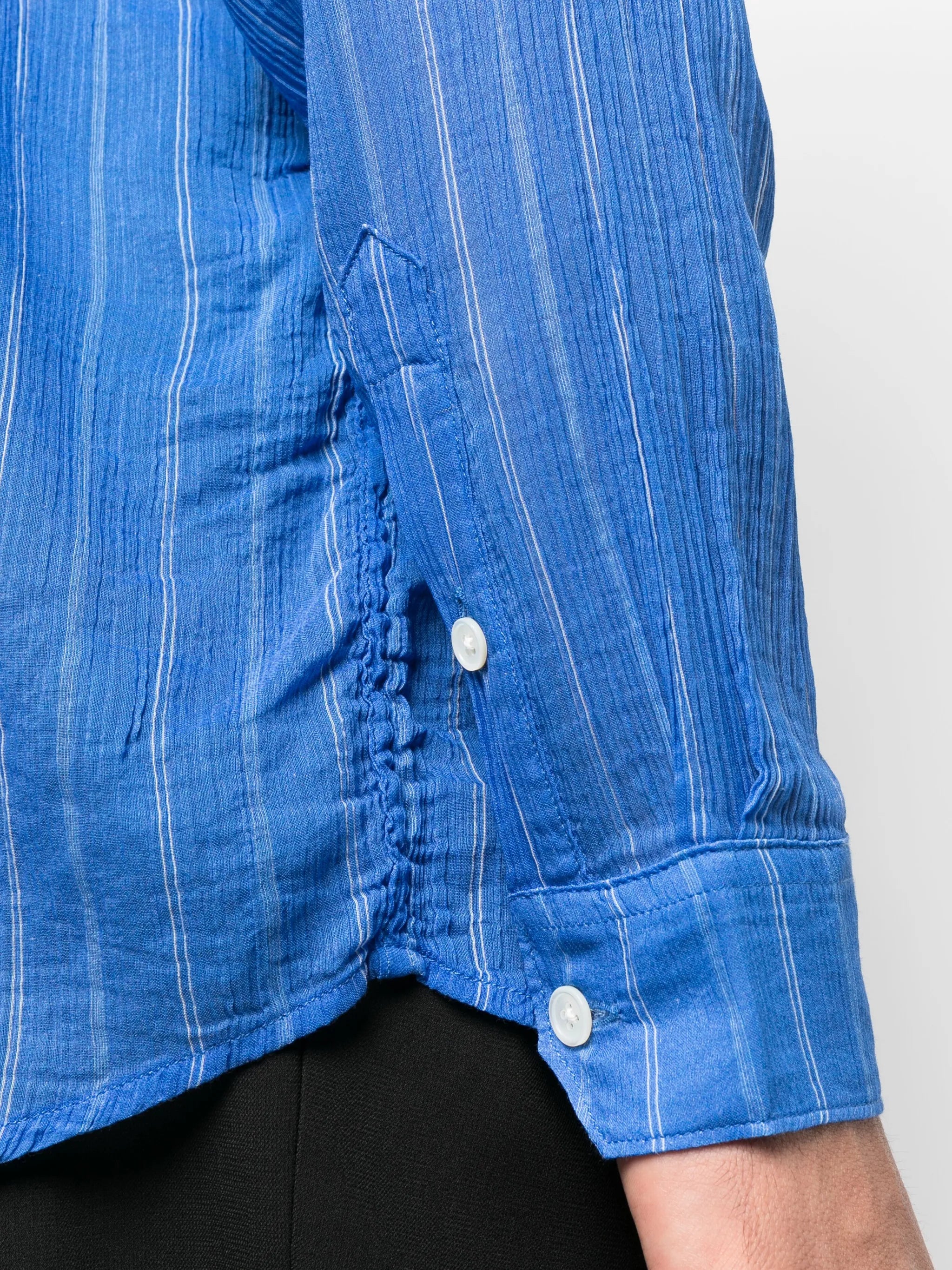 long-sleeve striped cotton-blend shirt
