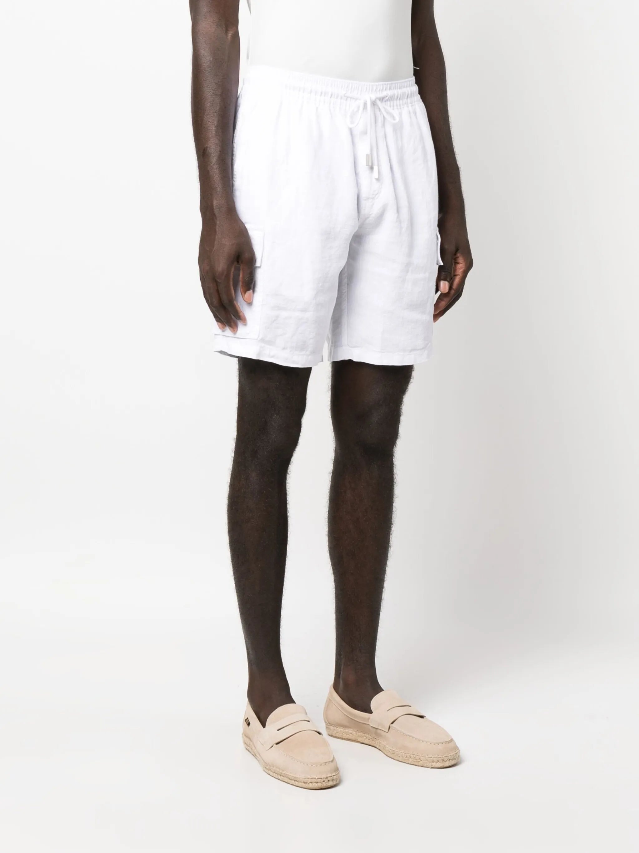 logo-patch linen shorts