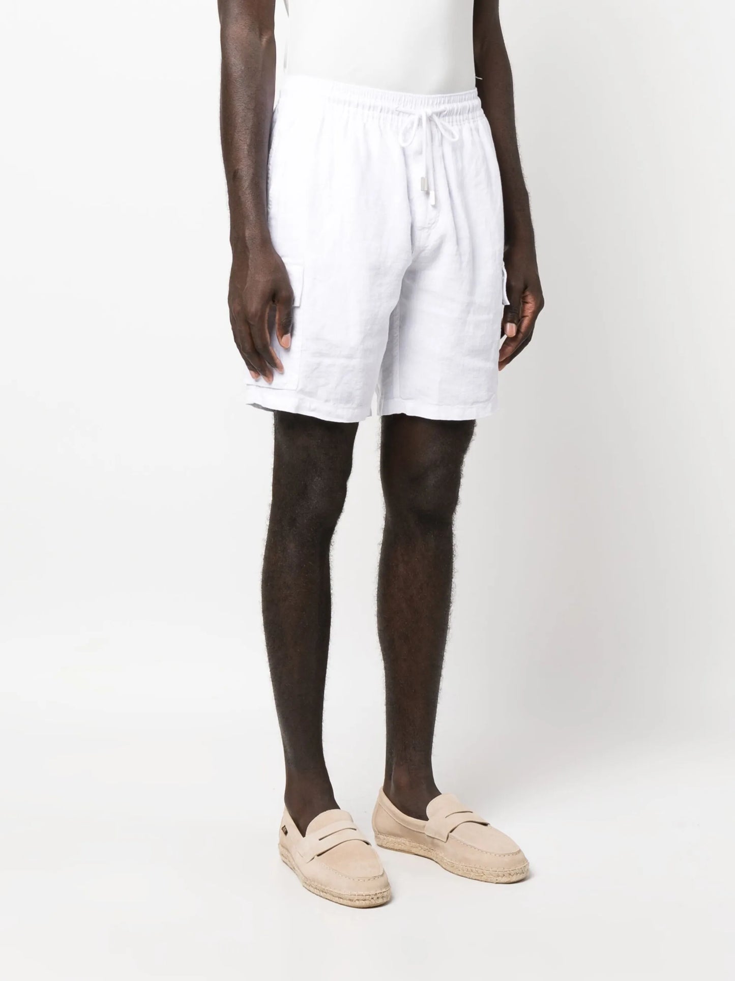 logo-patch linen shorts