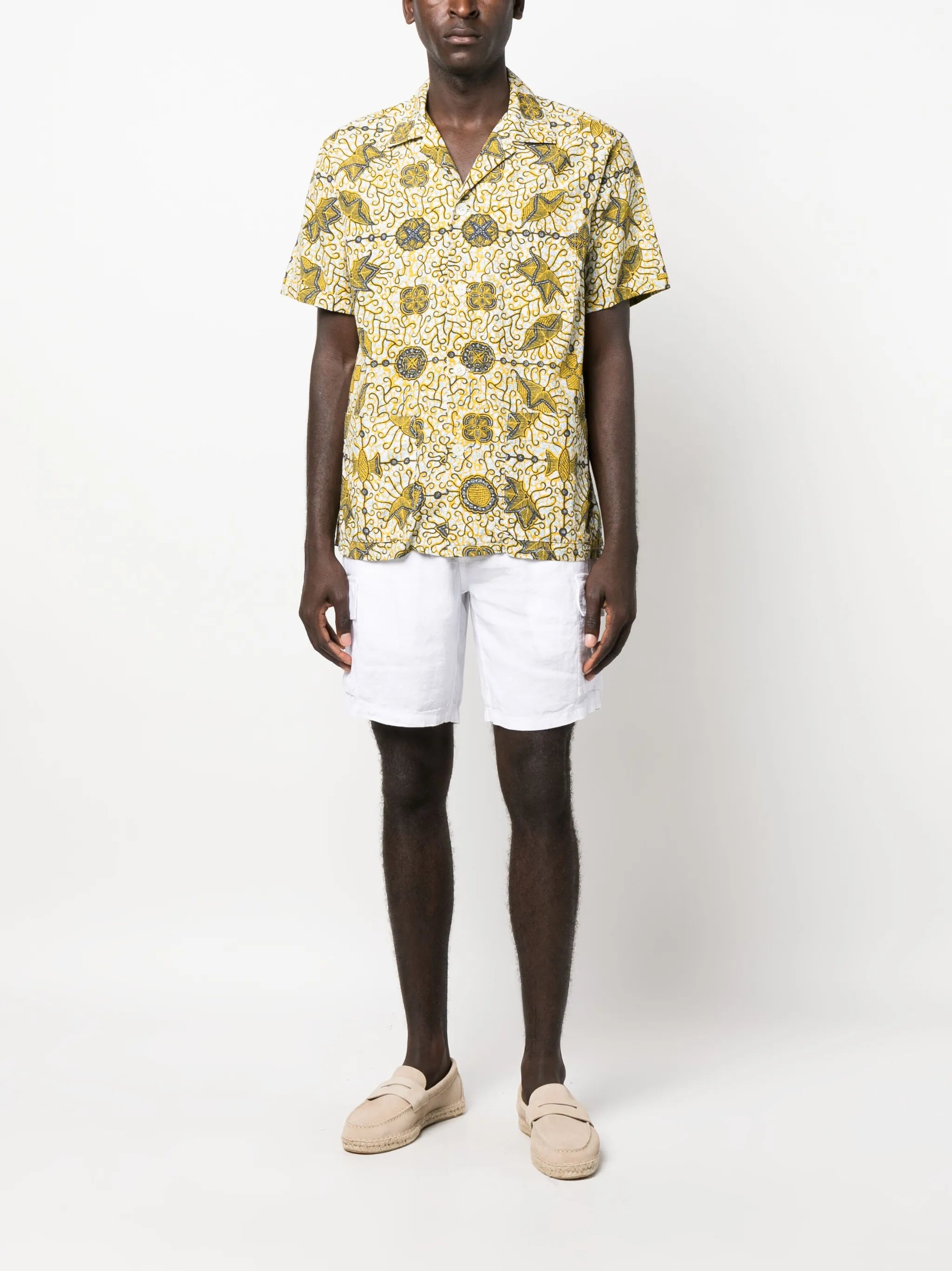 logo-patch linen shorts