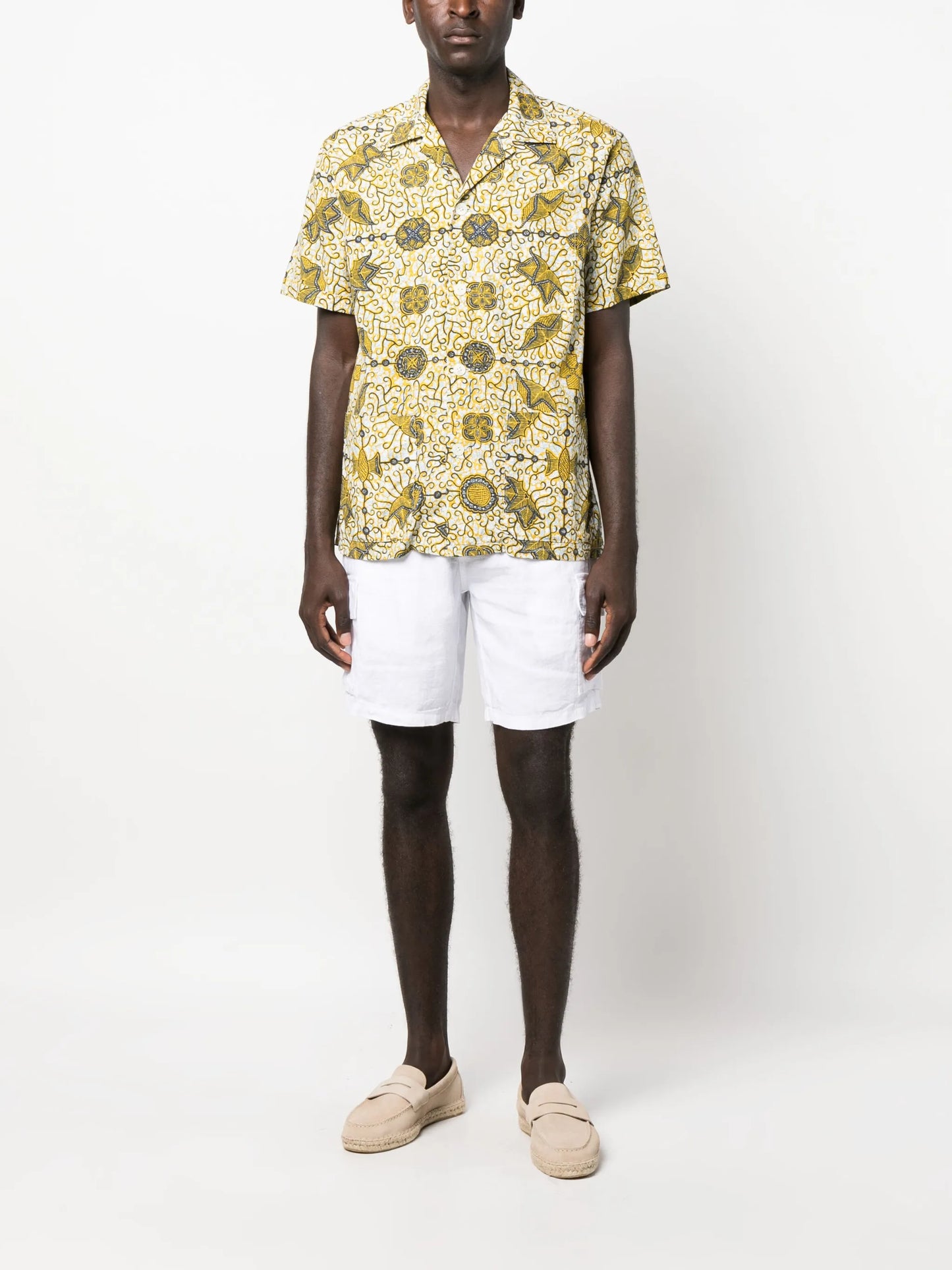 logo-patch linen shorts
