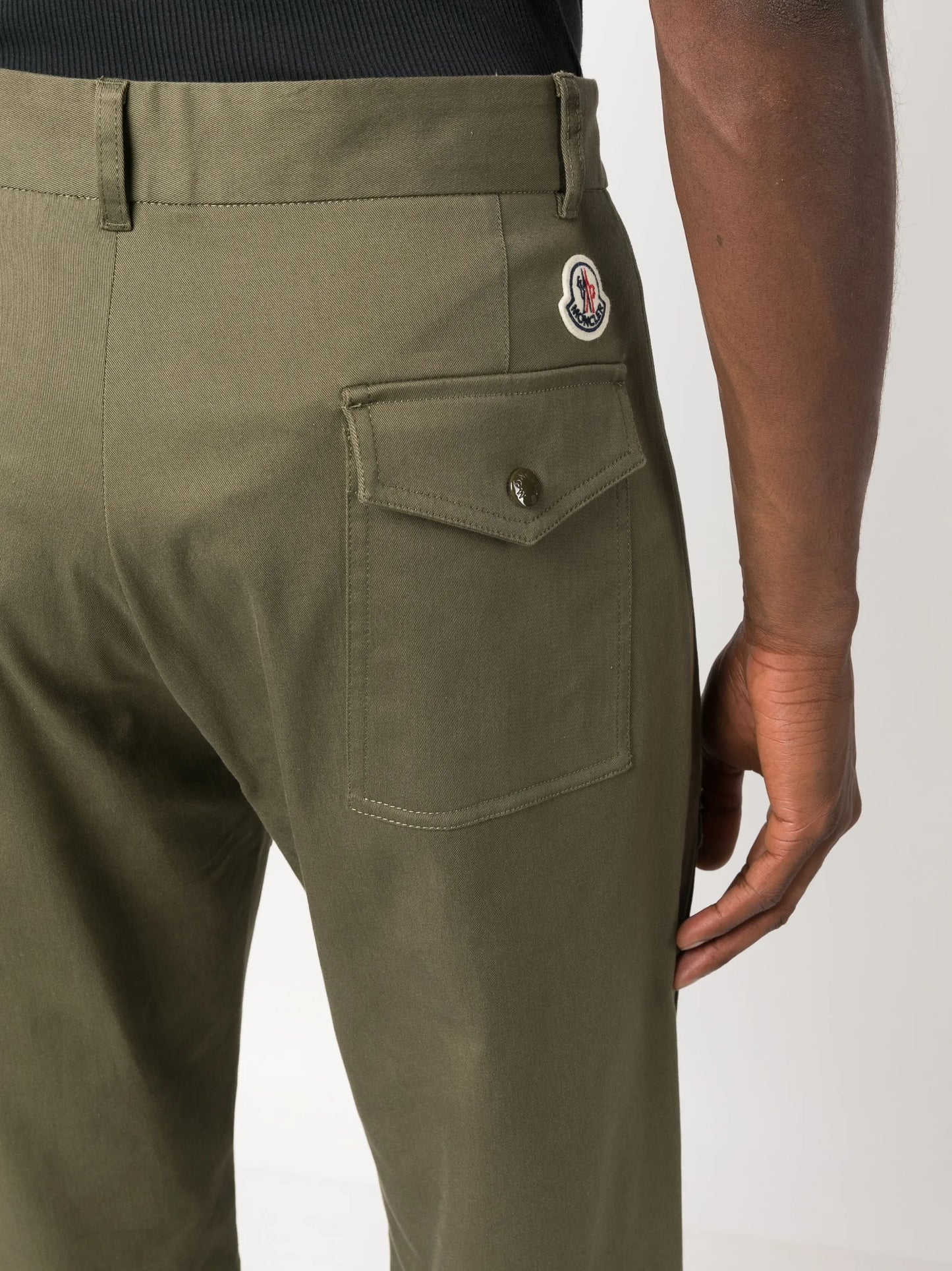 logo-patch twill tapered-leg trousers