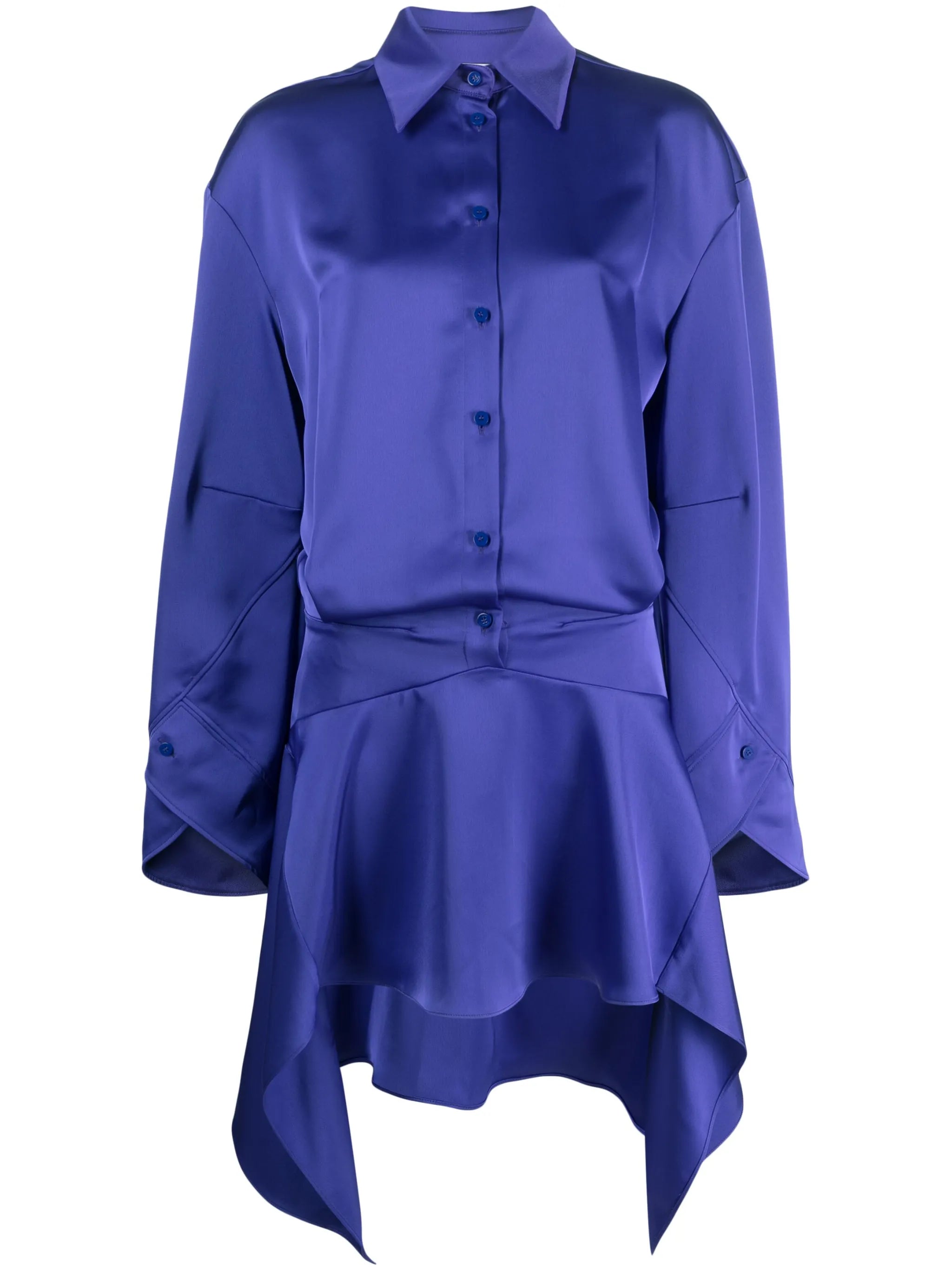 asymmetric-hem shirt dress