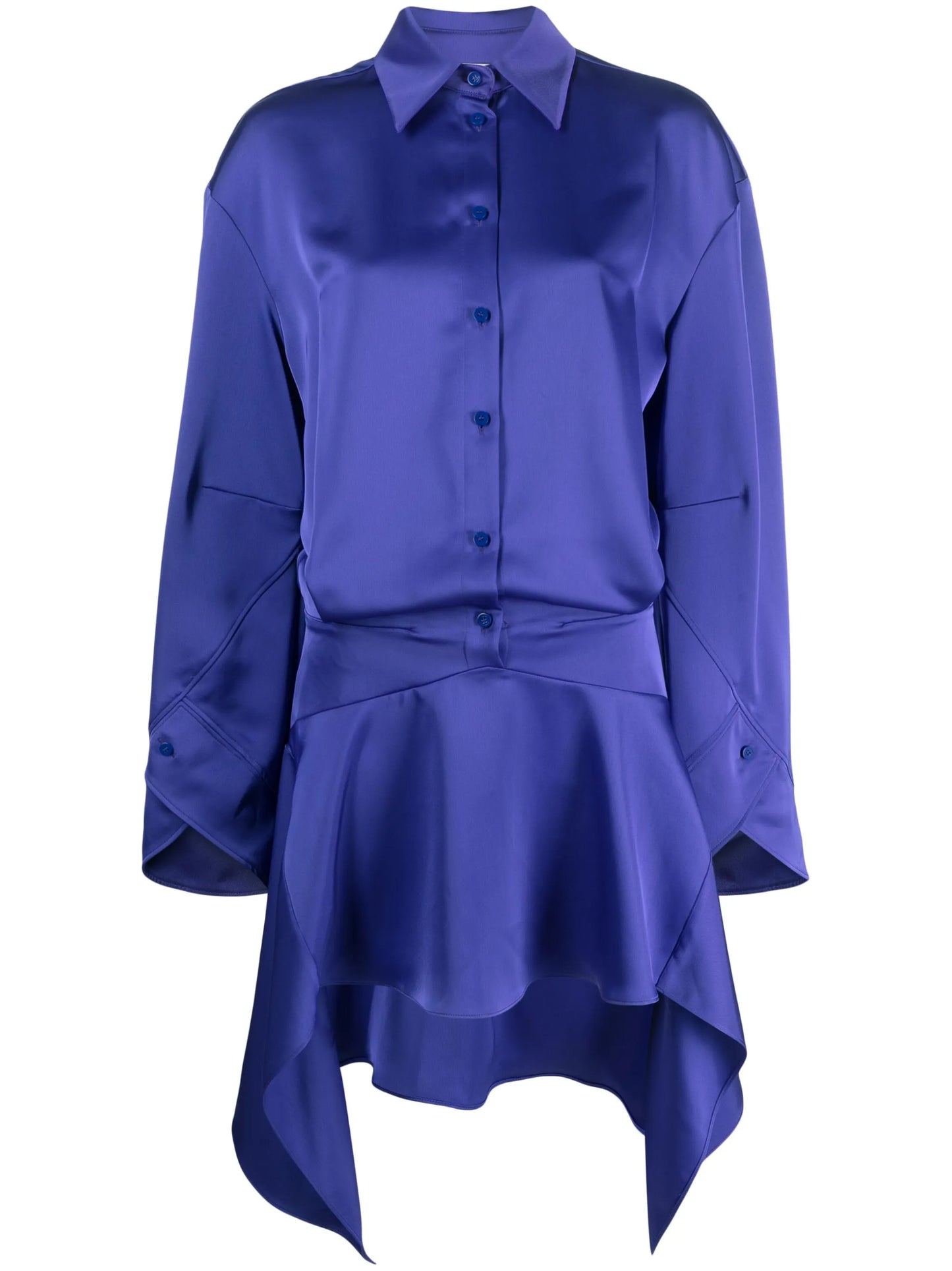 asymmetric-hem shirt dress