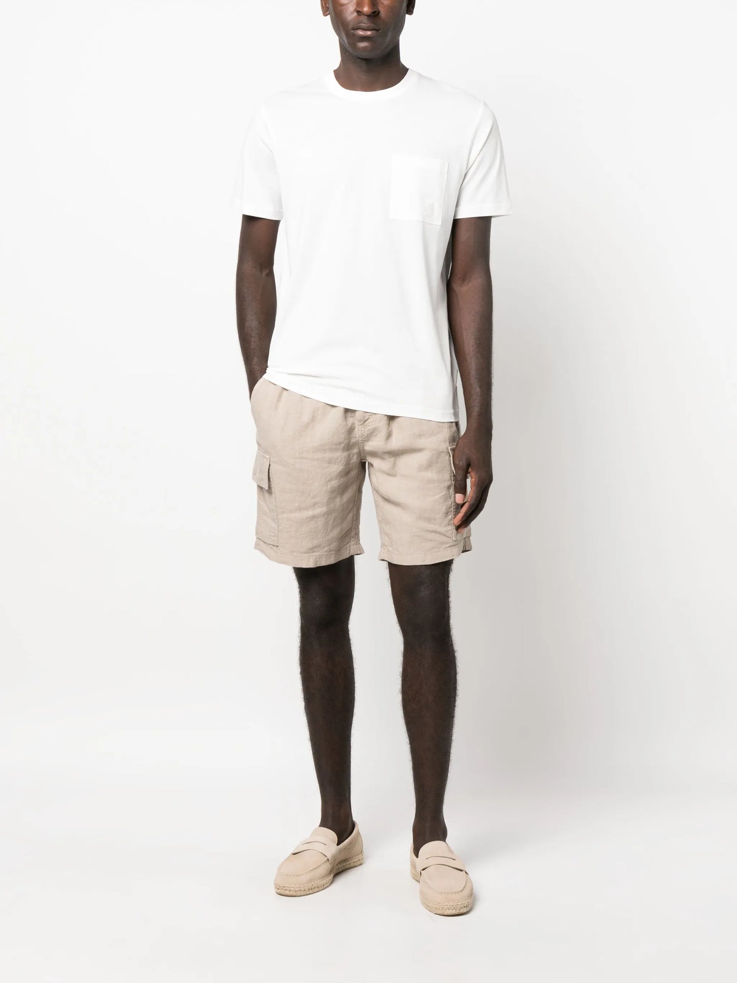 logo-patch linen shorts