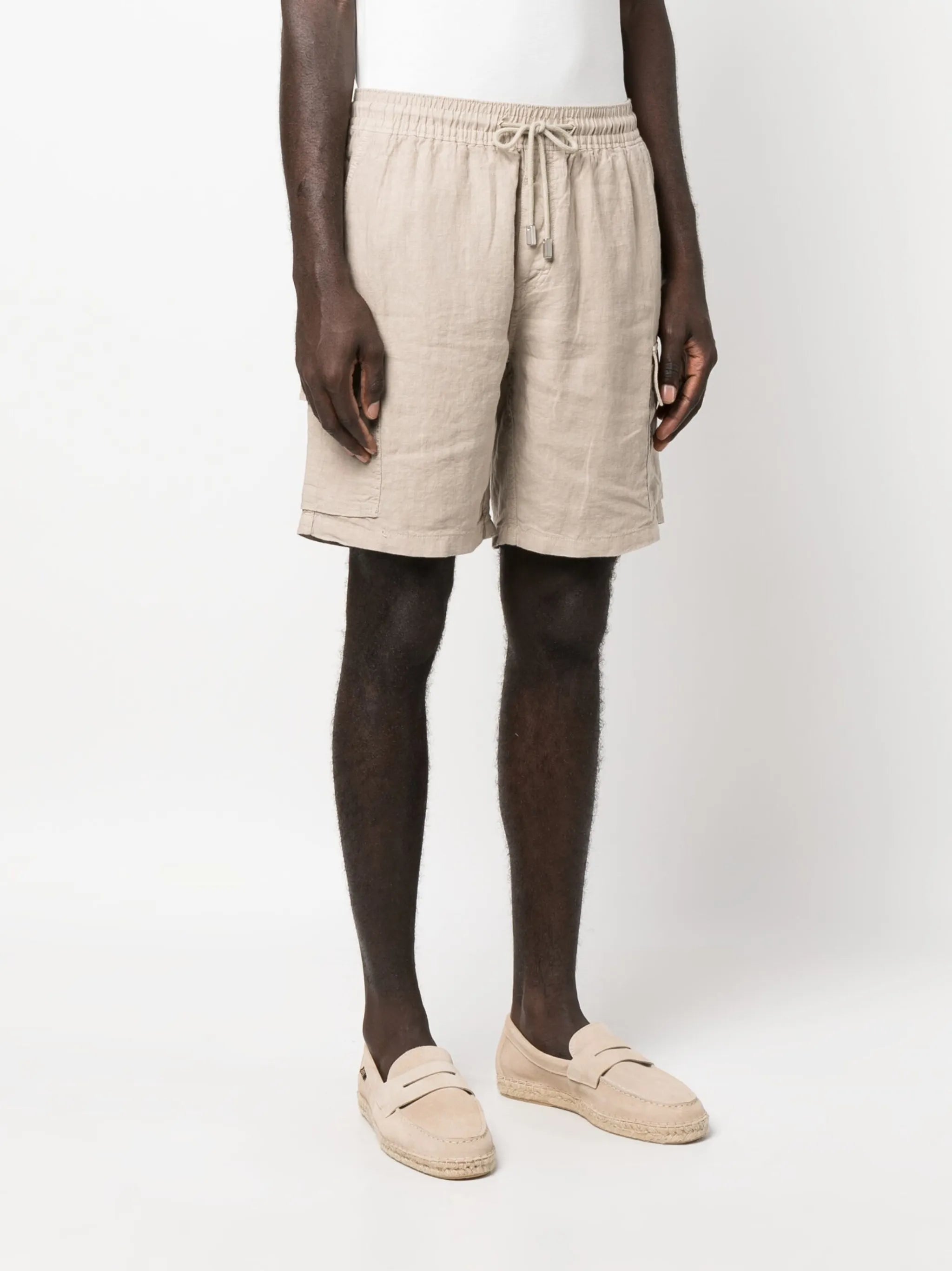 logo-patch linen shorts