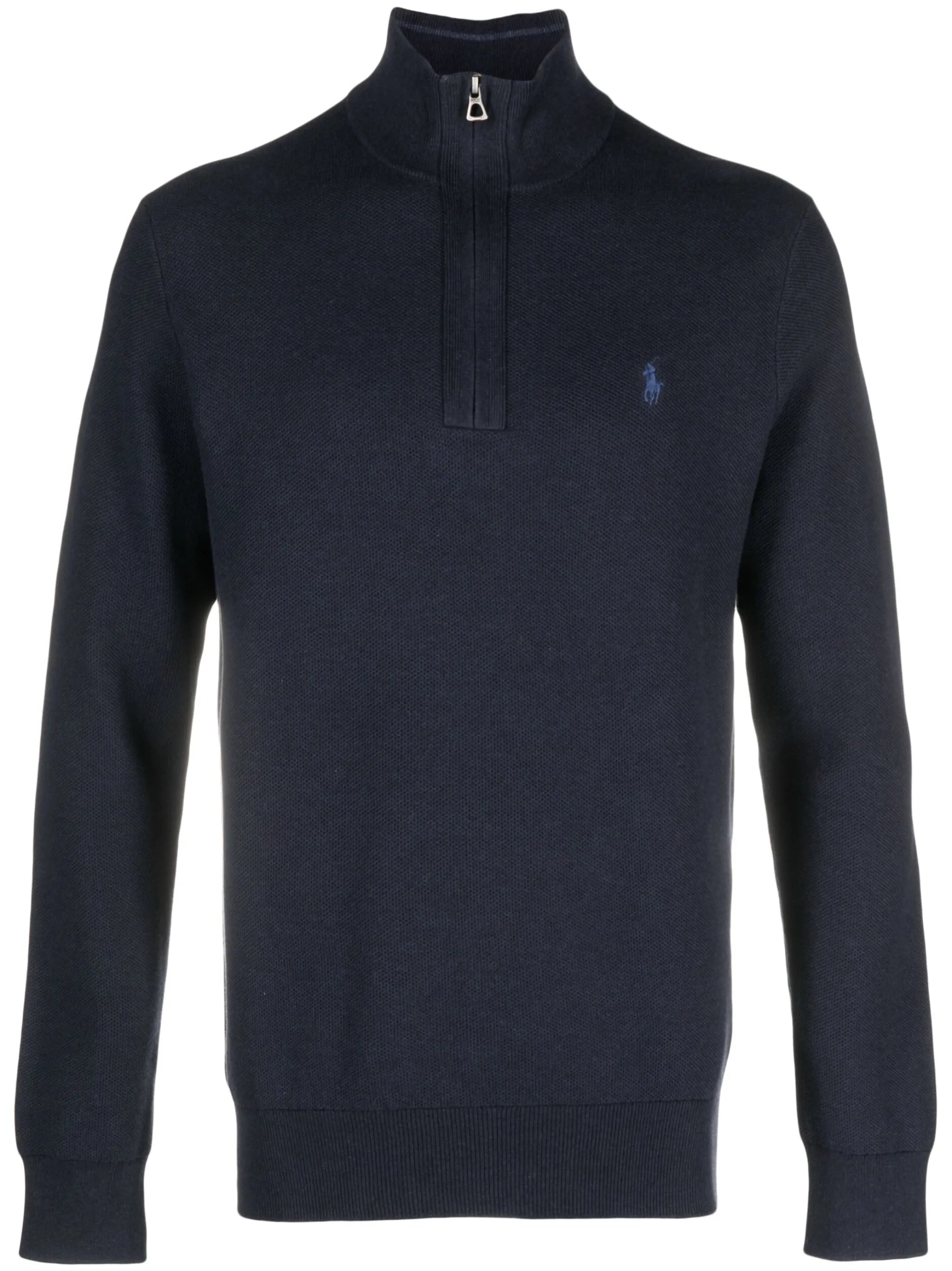 half-zip piqué jumper