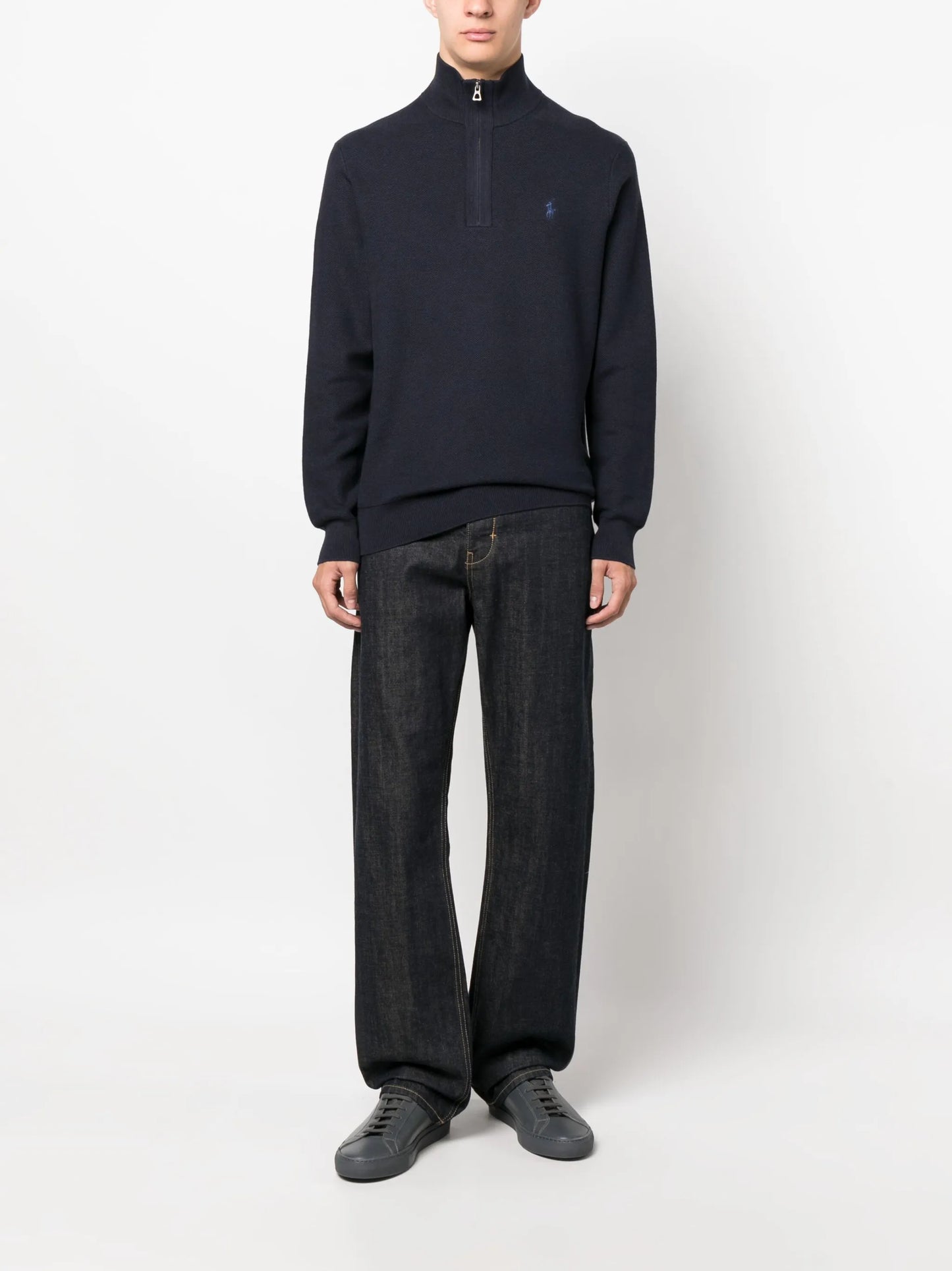 half-zip piqué jumper