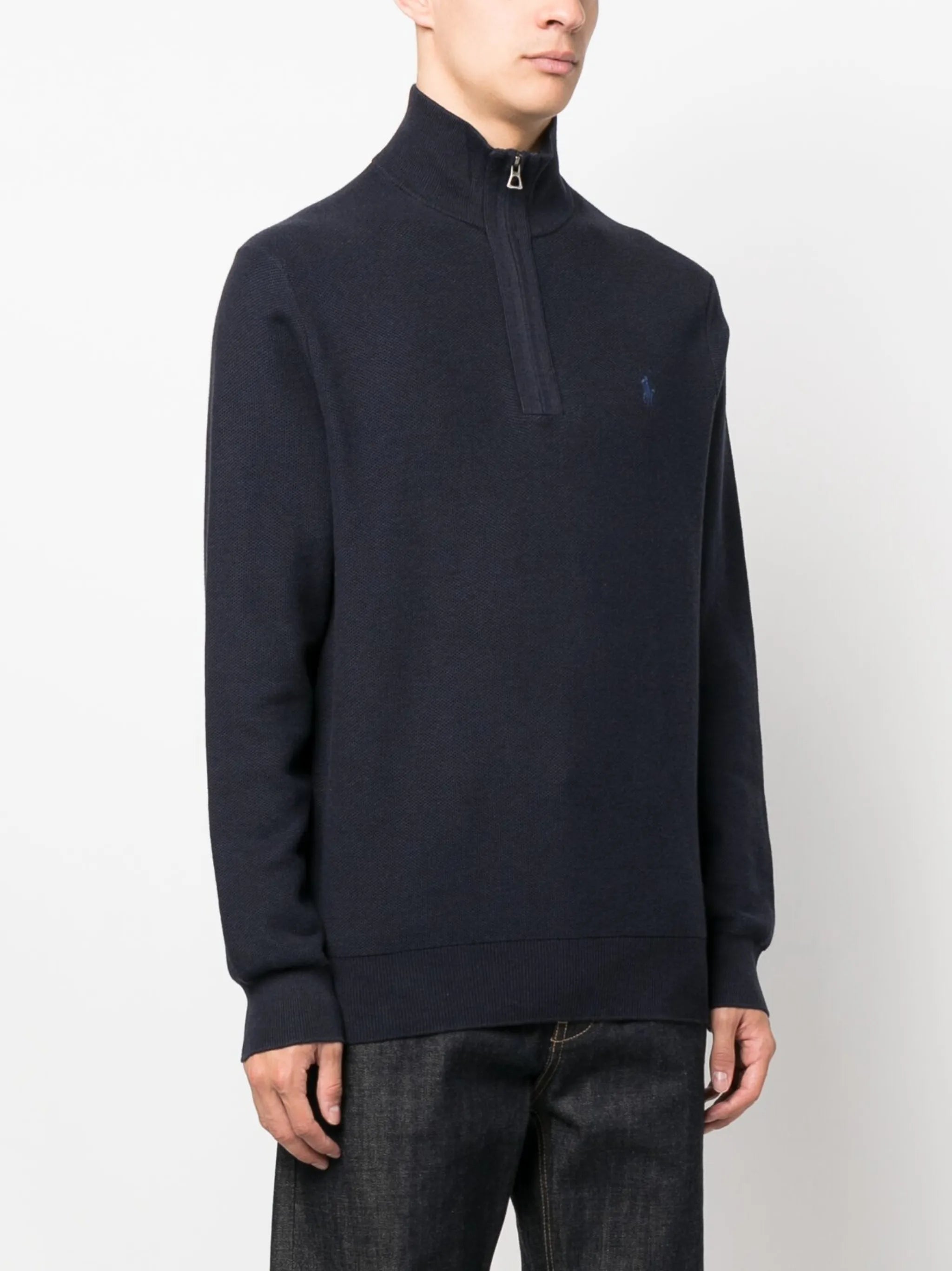 half-zip piqué jumper