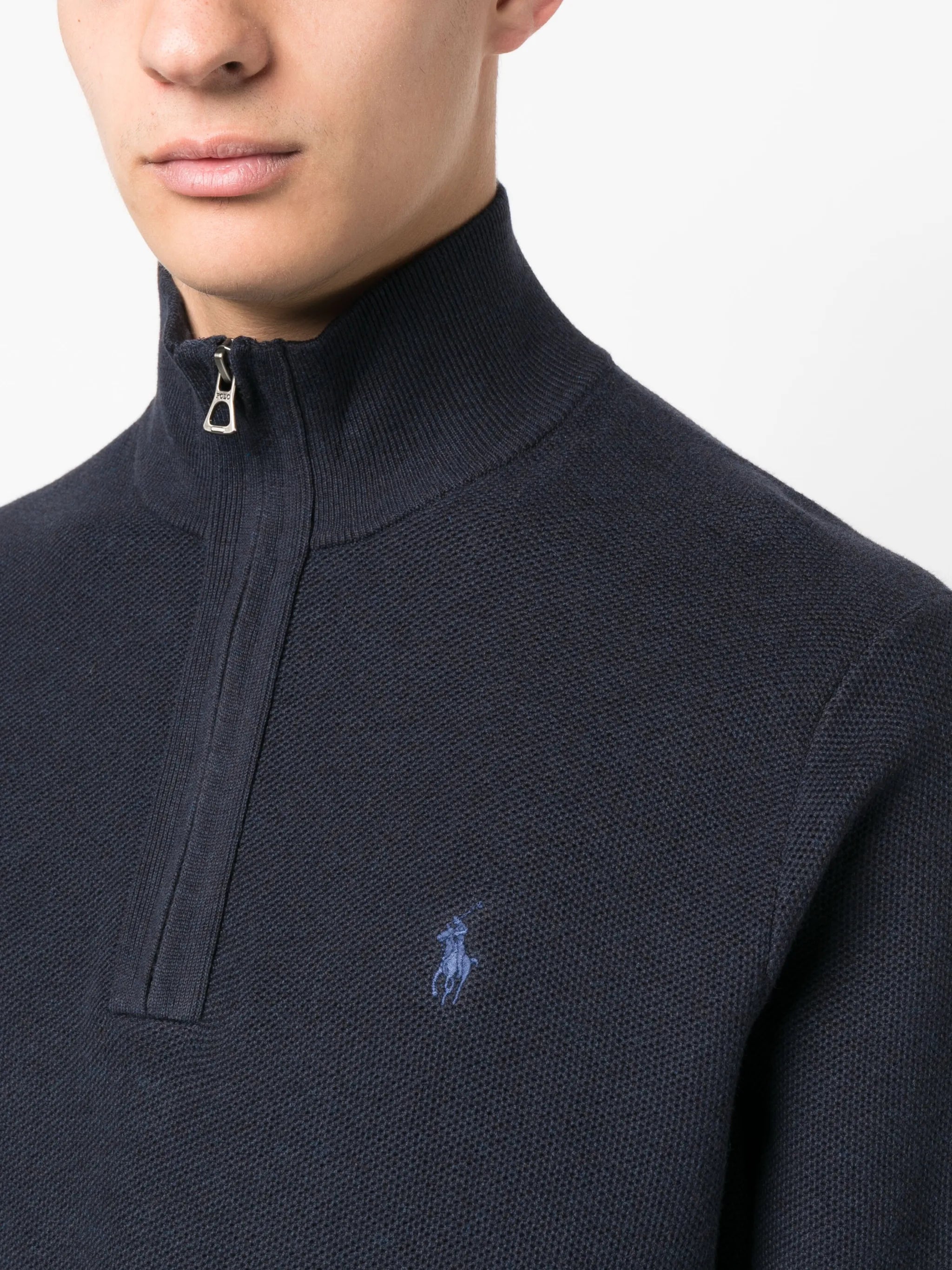 half-zip piqué jumper
