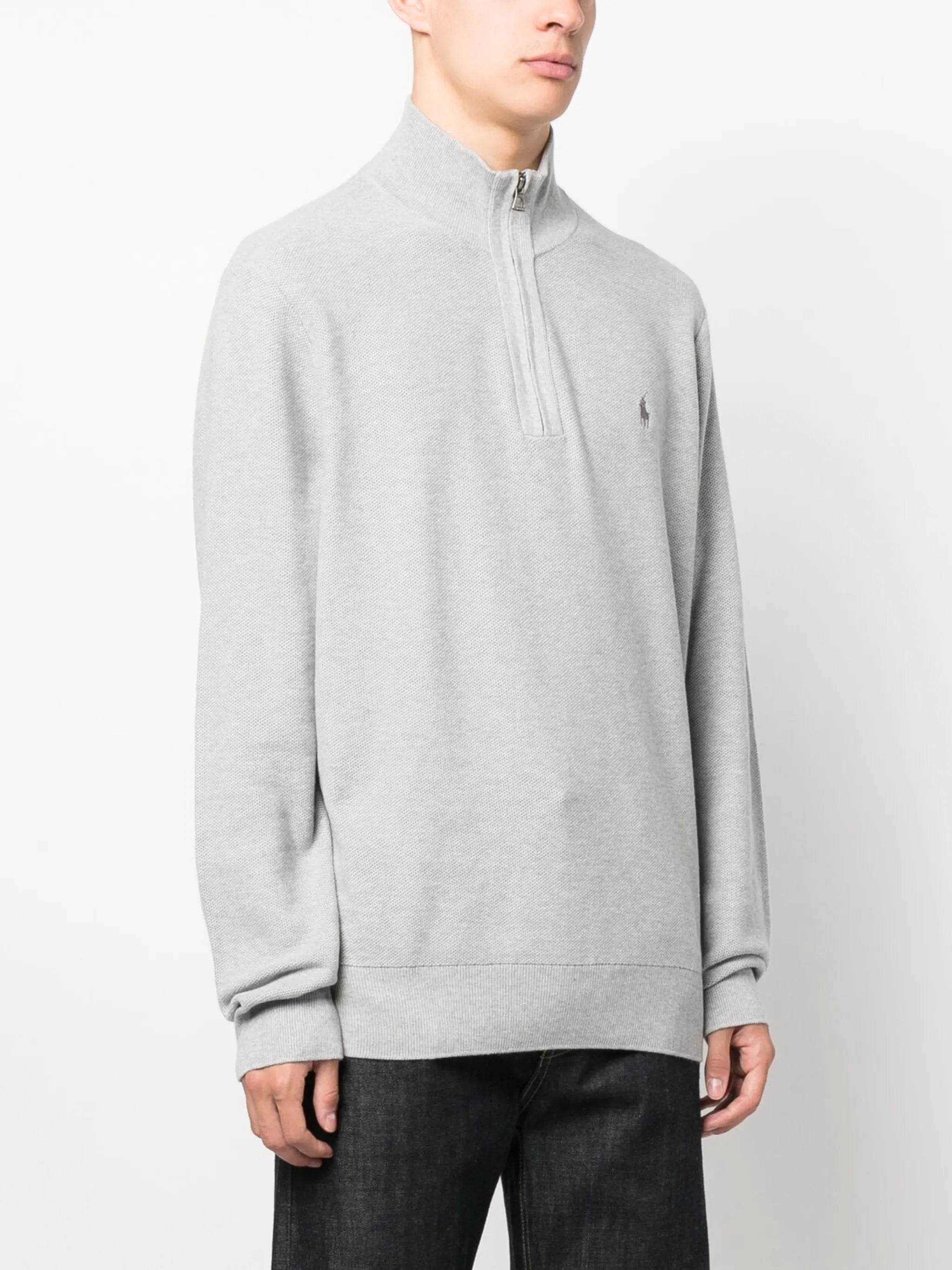 half-zip piqué jumper