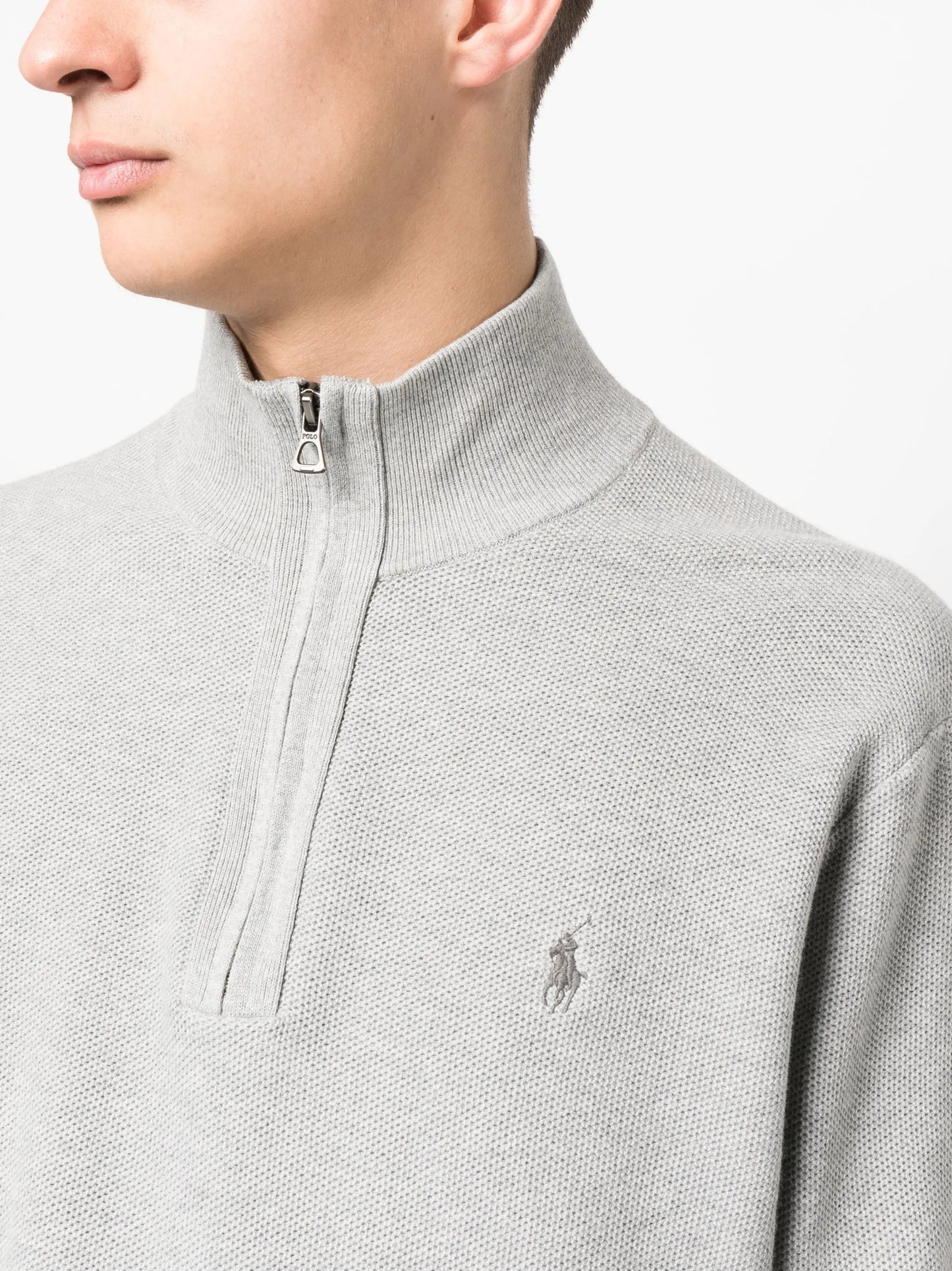 half-zip piqué jumper