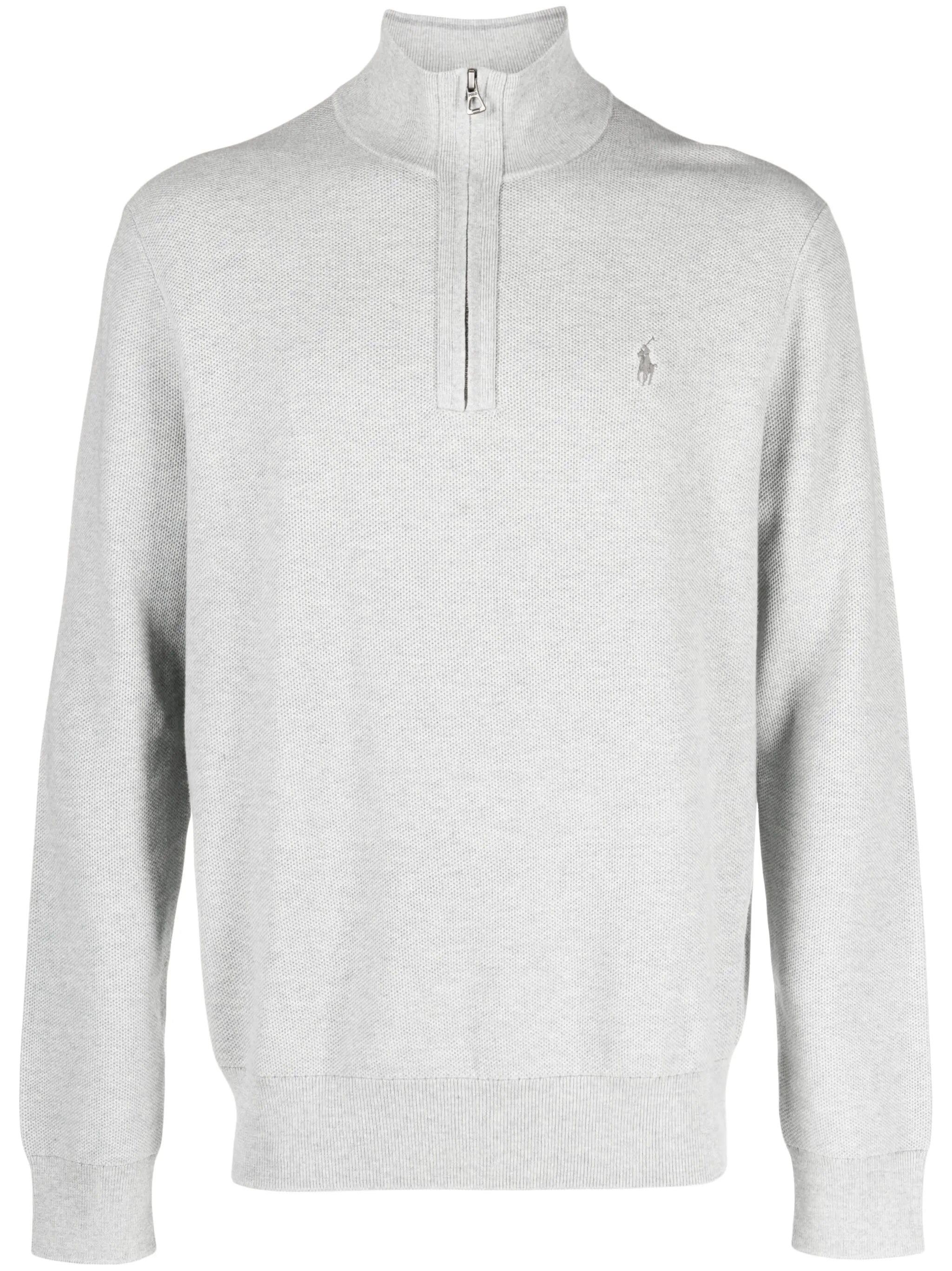 half-zip piqué jumper