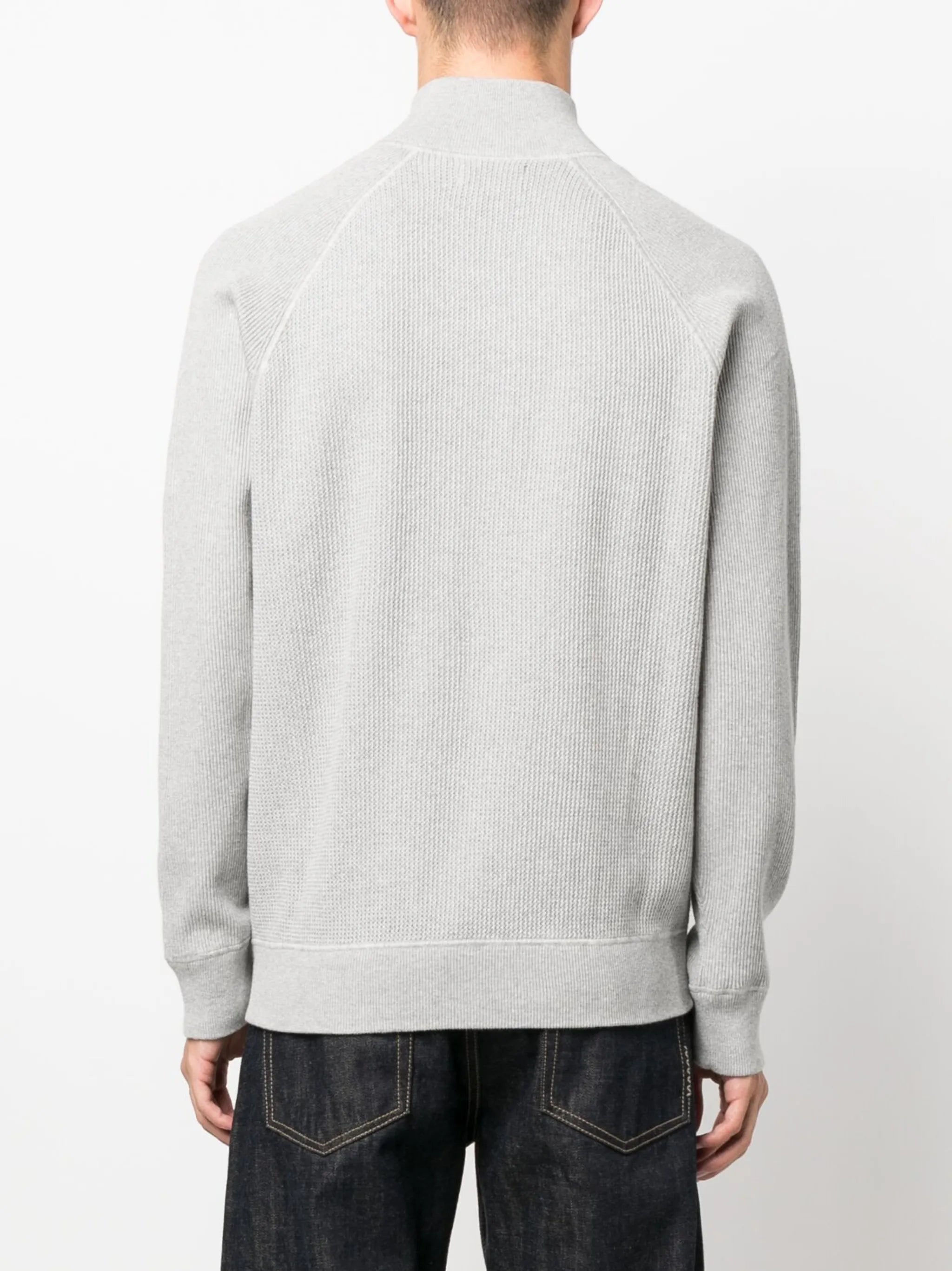 waffle-knit zip-up cardigan