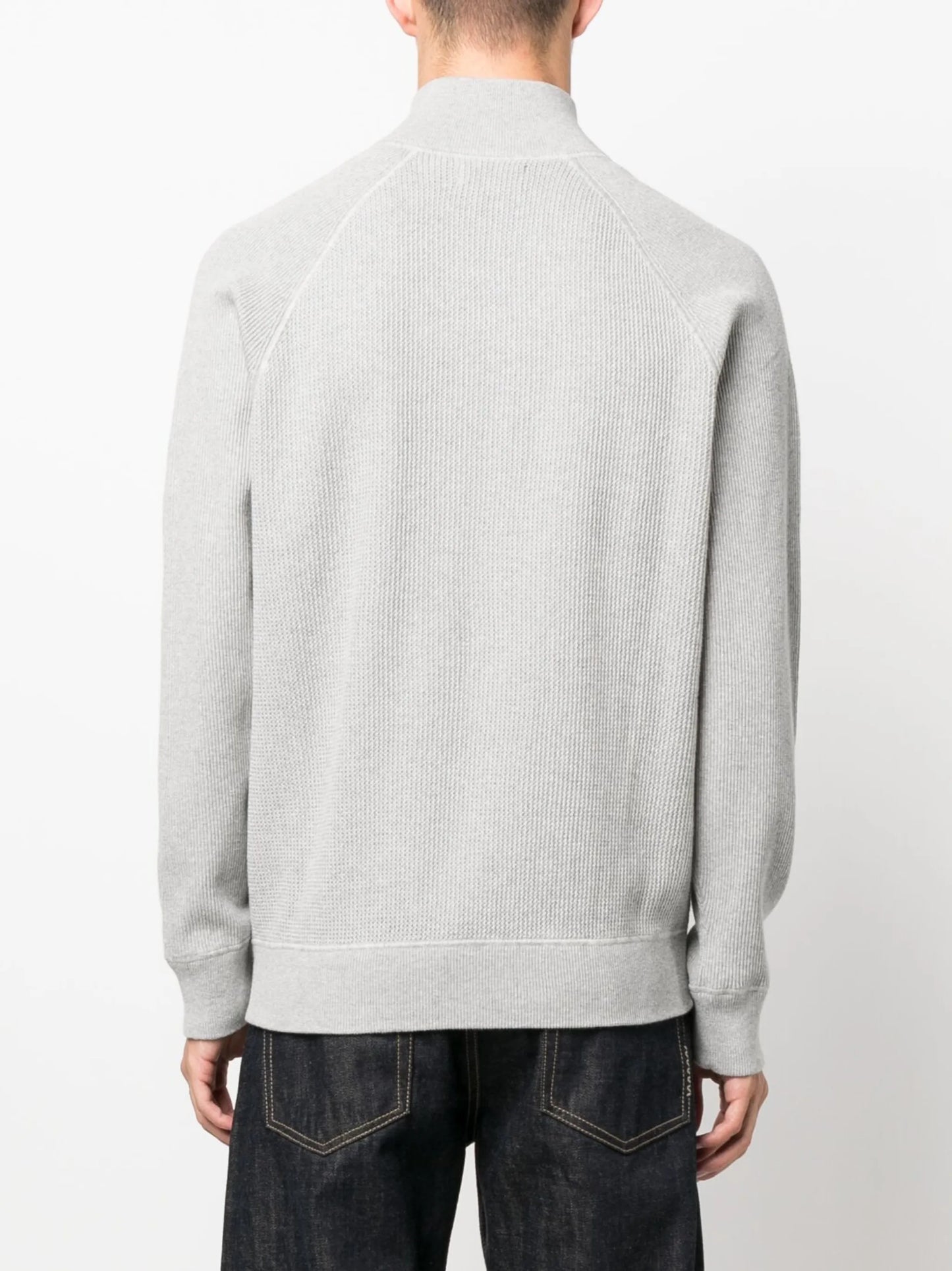 waffle-knit zip-up cardigan