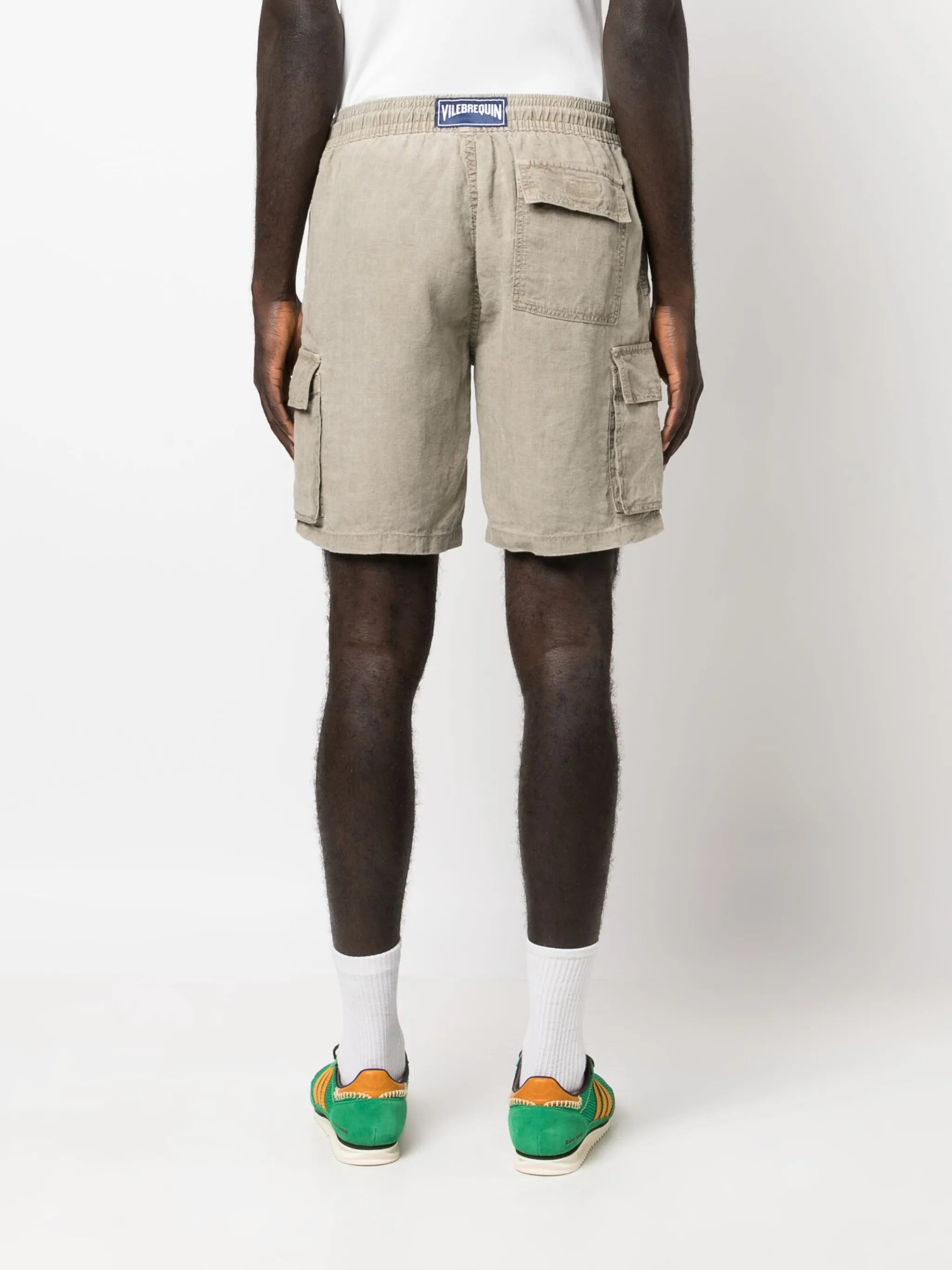 multi-pocket linen Bermuda shorts