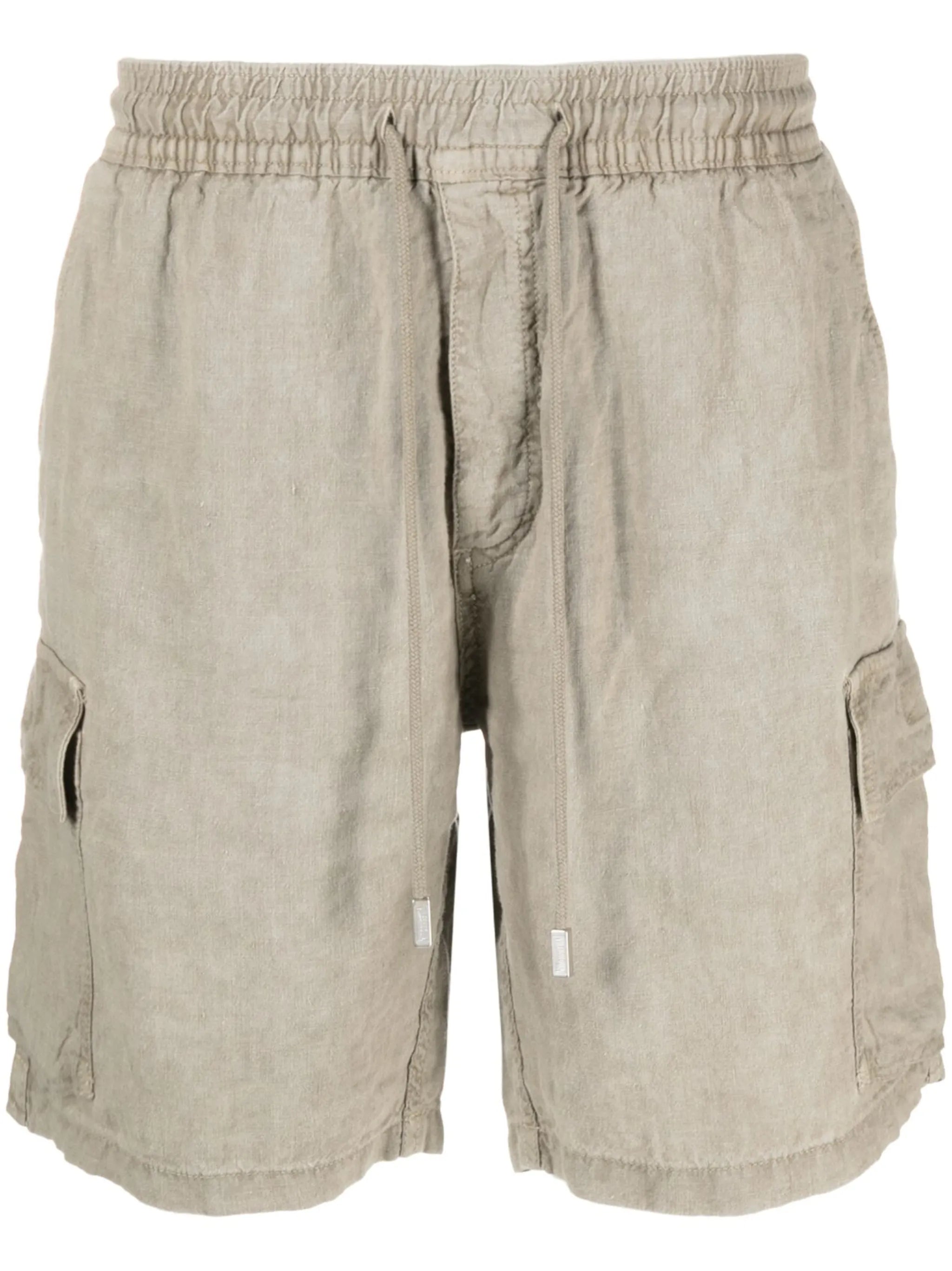 multi-pocket linen Bermuda shorts