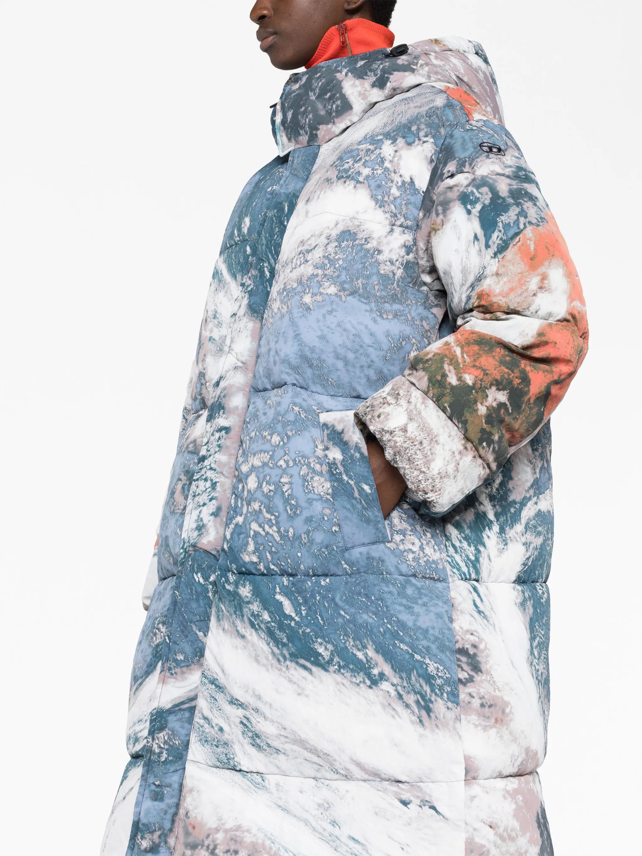 Q-Takry-Cmf planet-print padded coat
