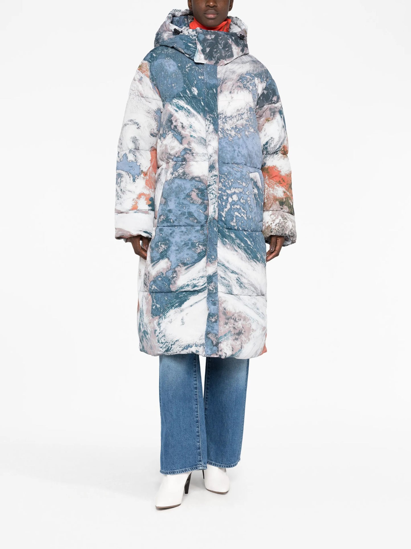 Q-Takry-Cmf planet-print padded coat