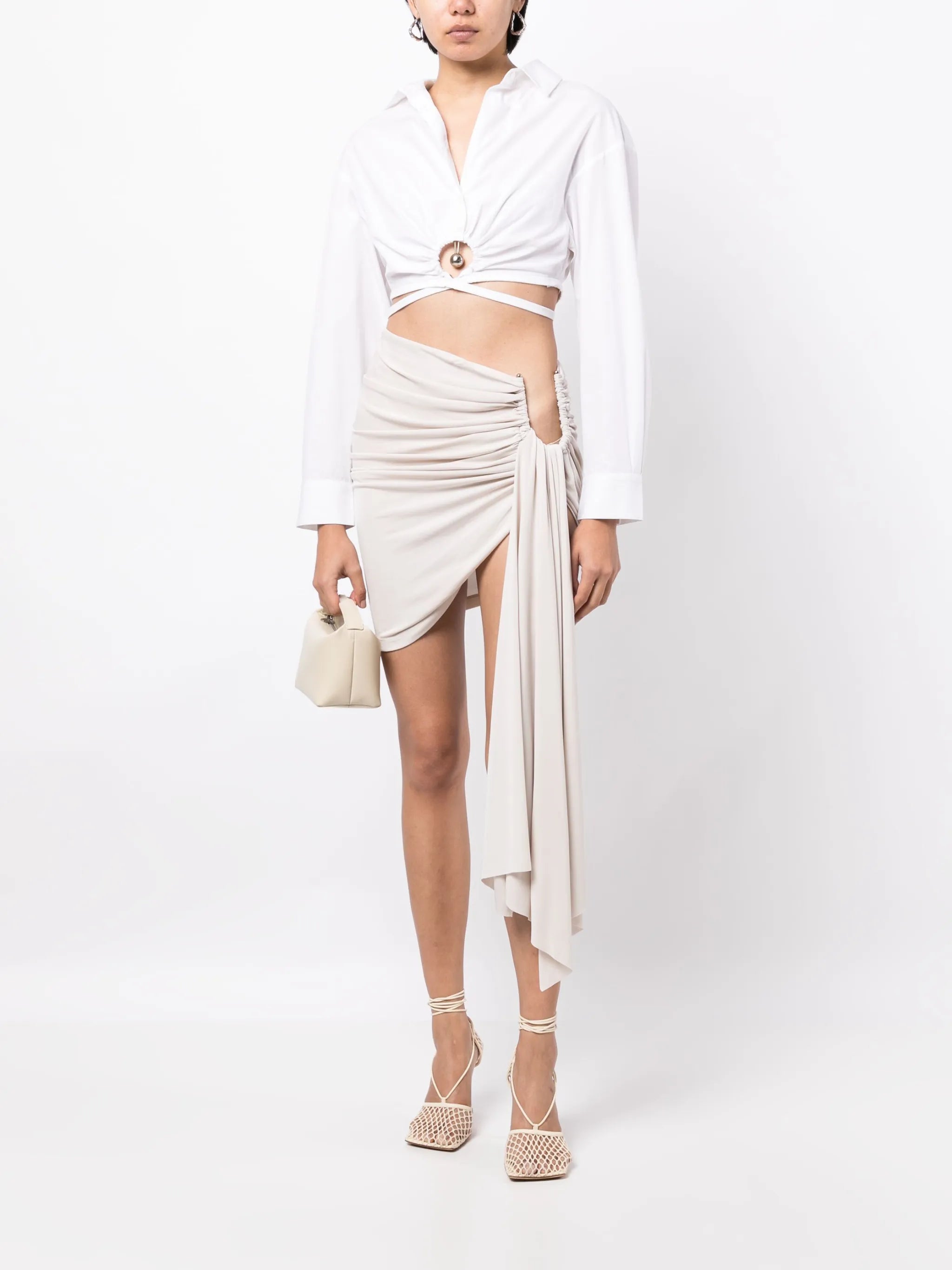 Arced Palm draped miniskirt