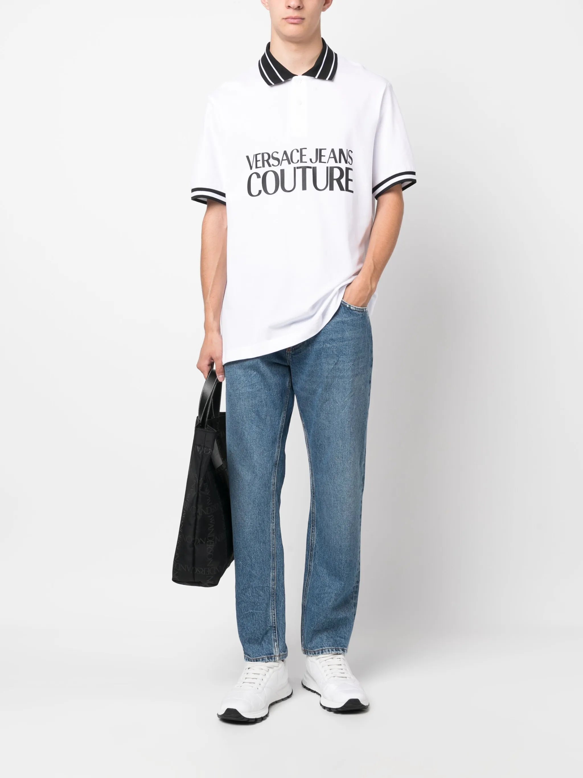 logo-print cotton polo shirt