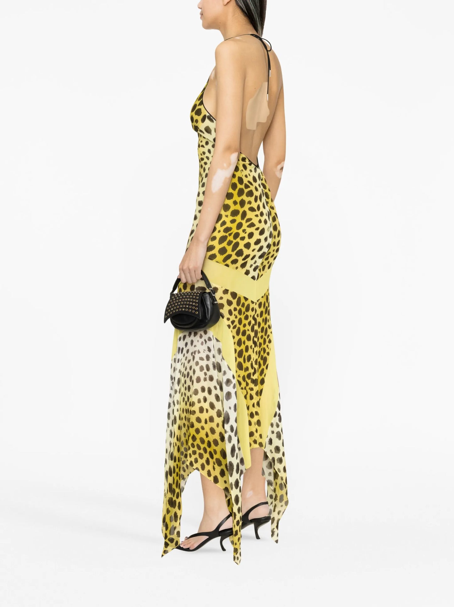 Saskia leopard-print halterneck dress