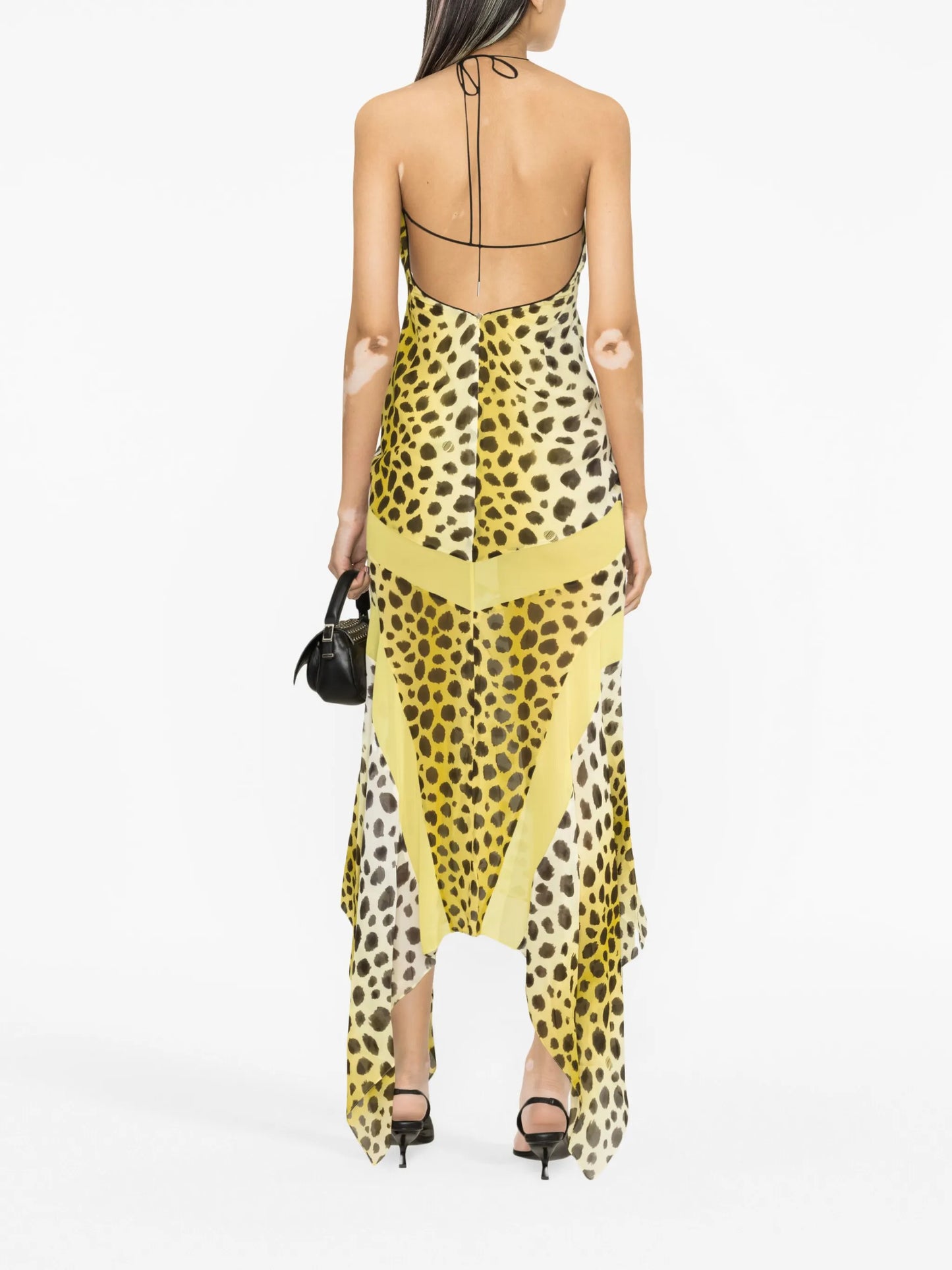 Saskia leopard-print halterneck dress