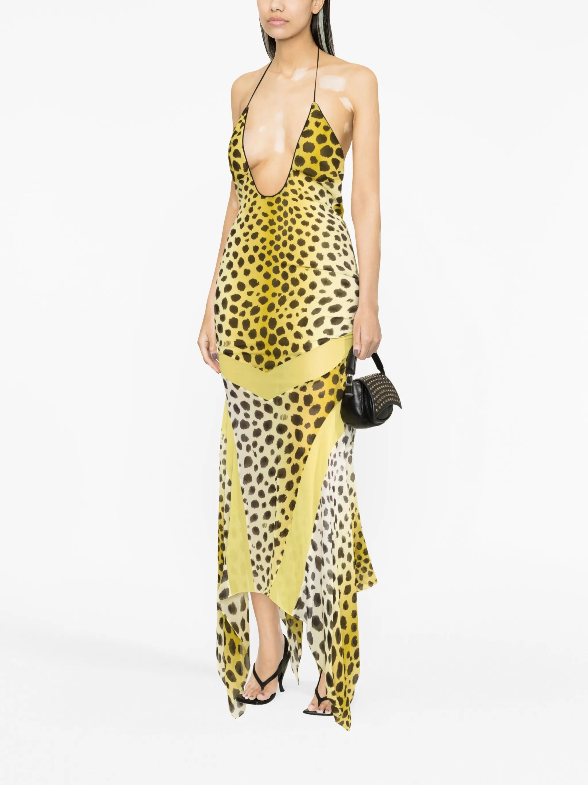 Saskia leopard-print halterneck dress
