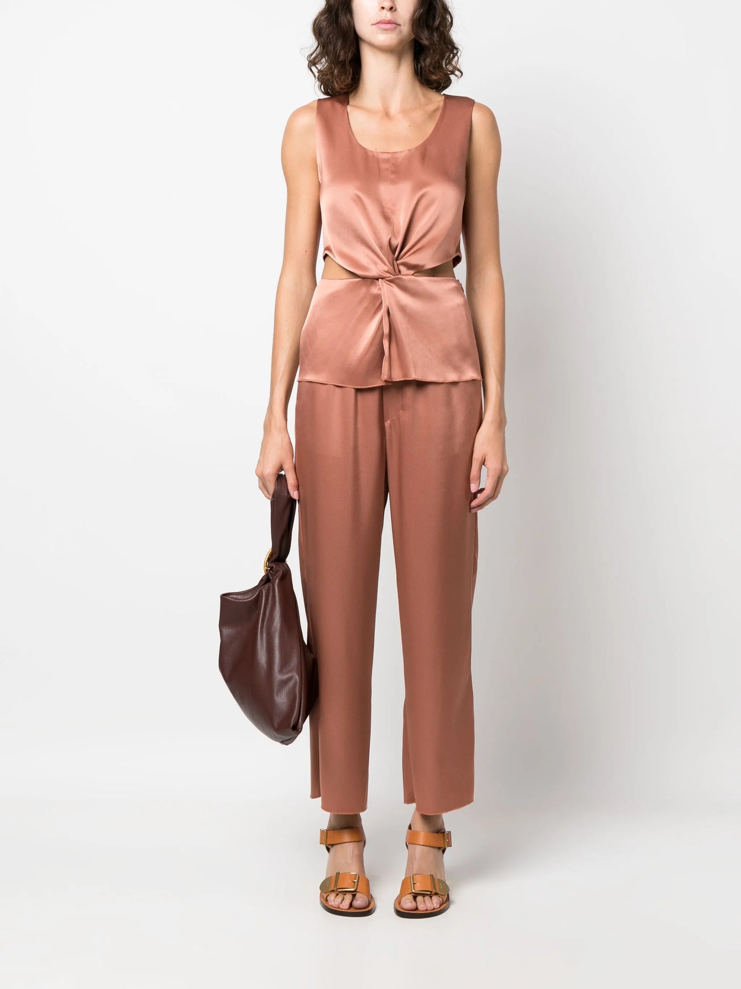 elasticated-waist cropped trousers