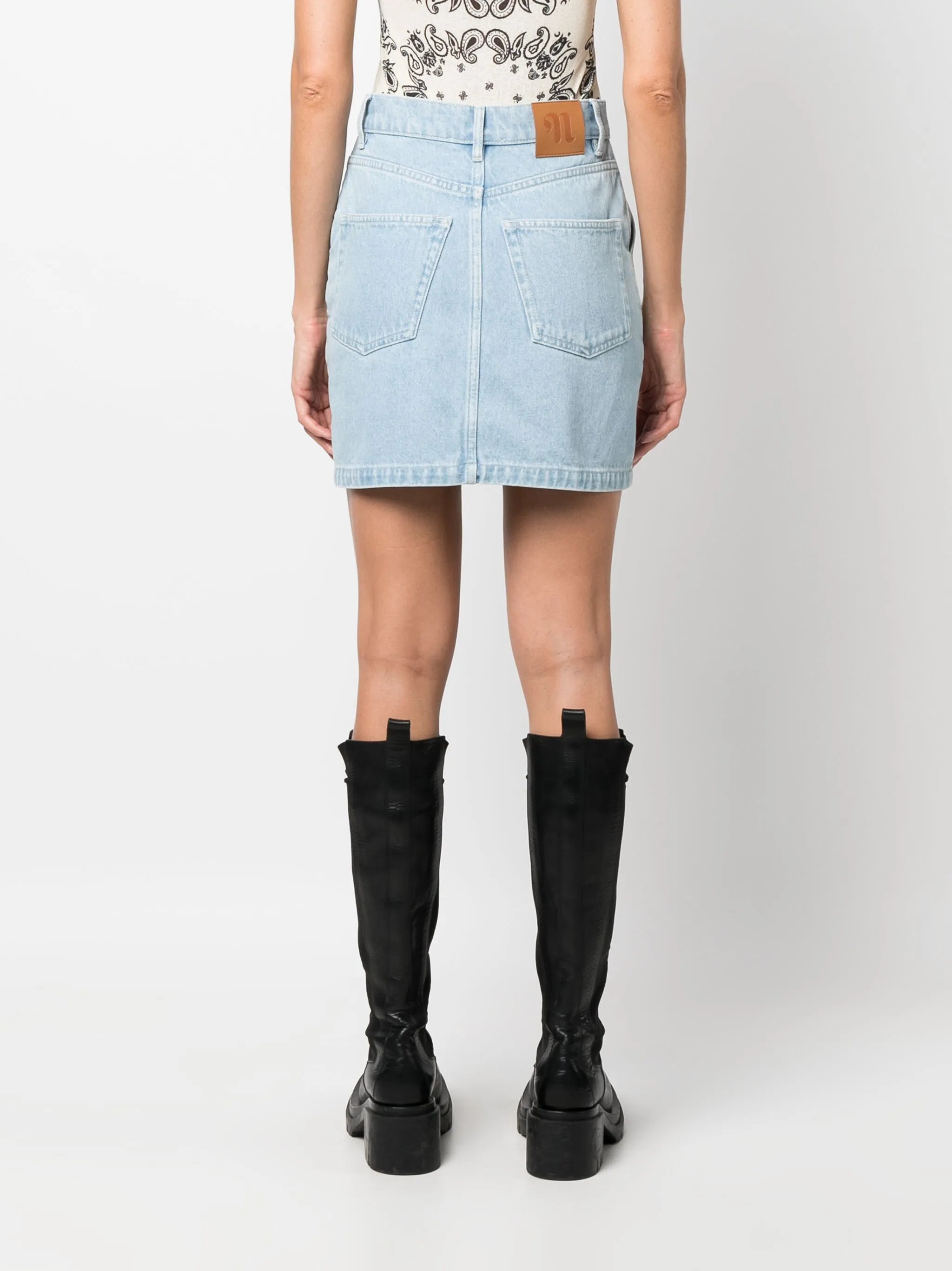 denim mini skirt