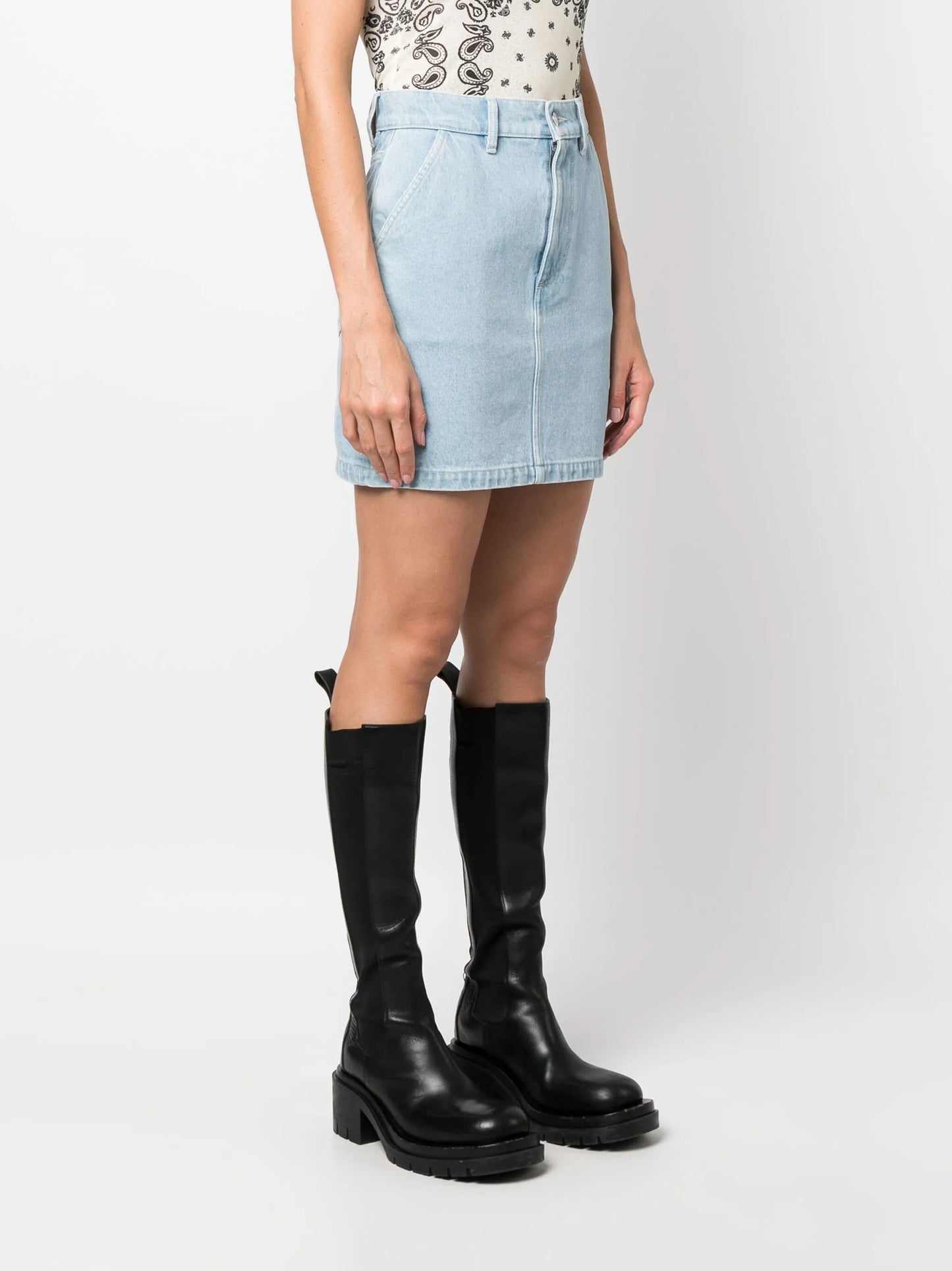 denim mini skirt