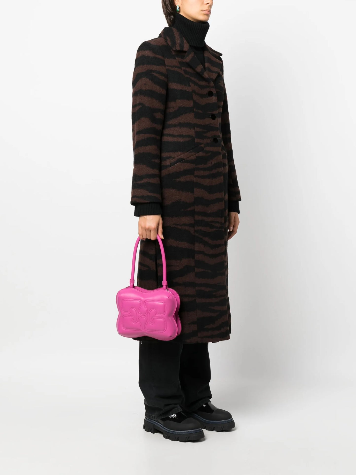 Butterfly logo-embossed shoulder bag
