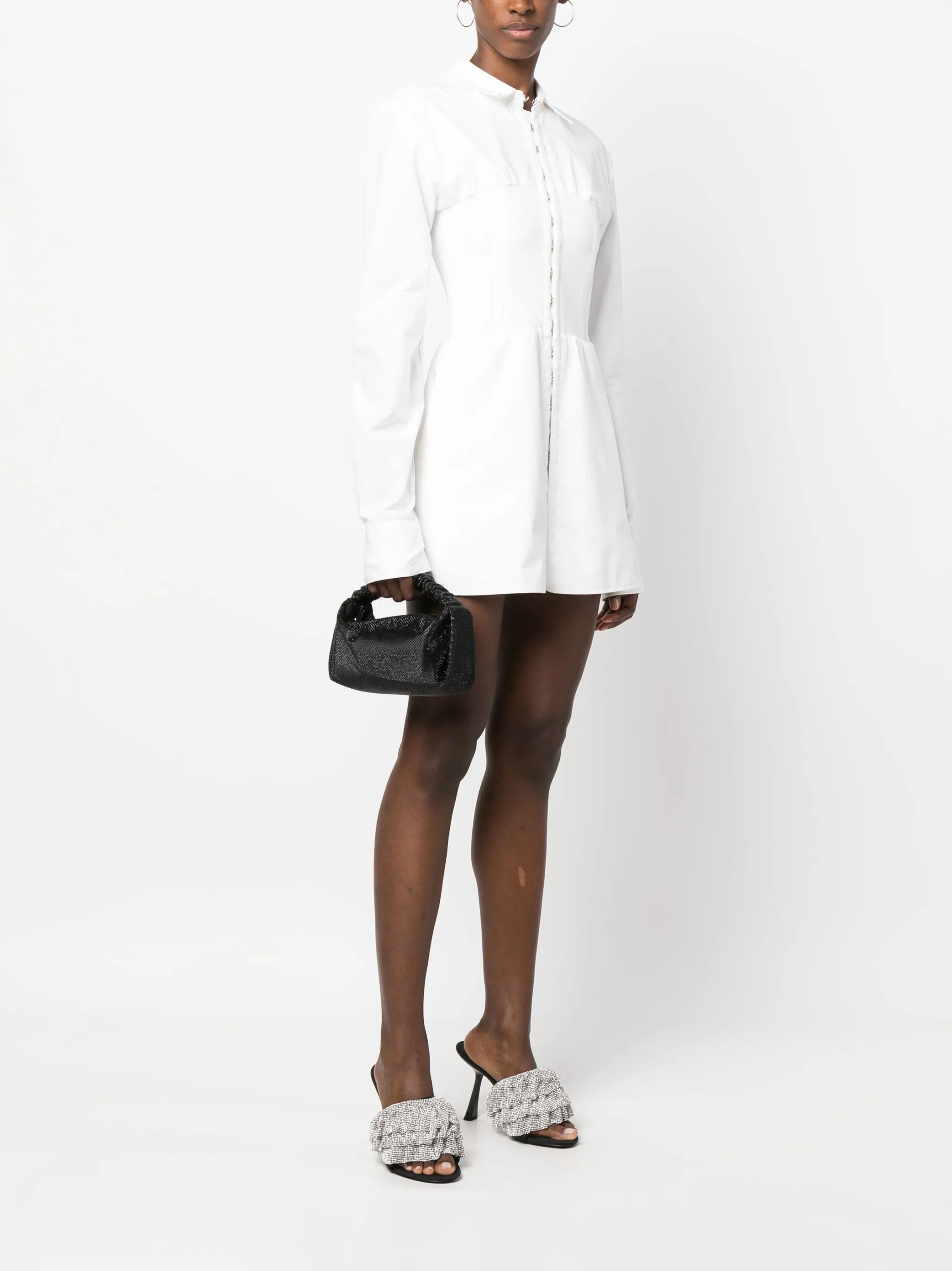 Scrunchie crystal-embellished mini bag