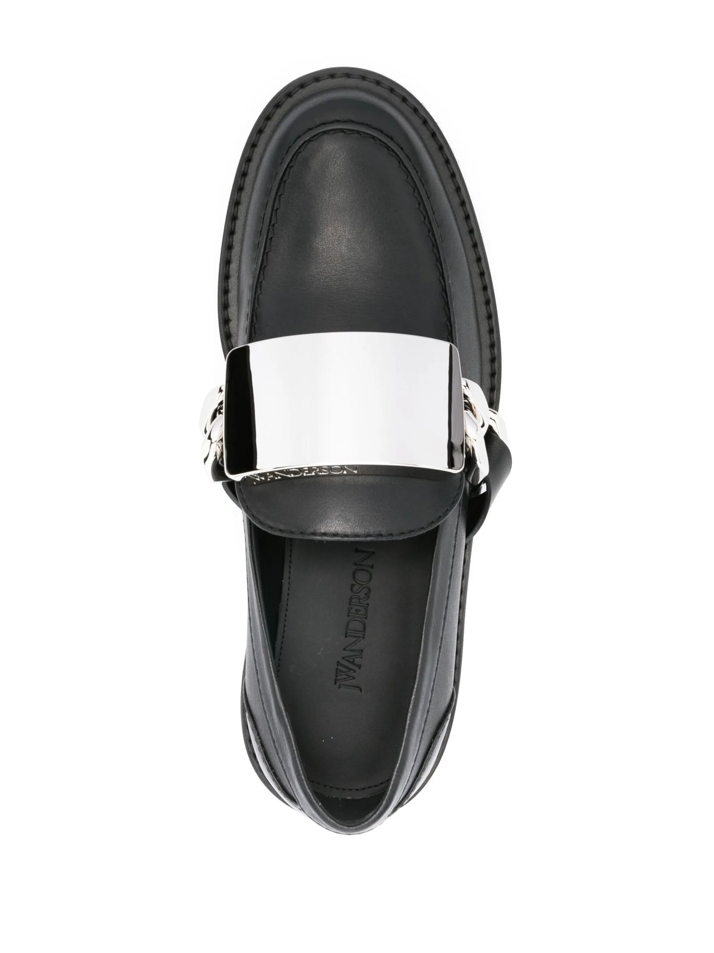 logo-engraved leather loafers