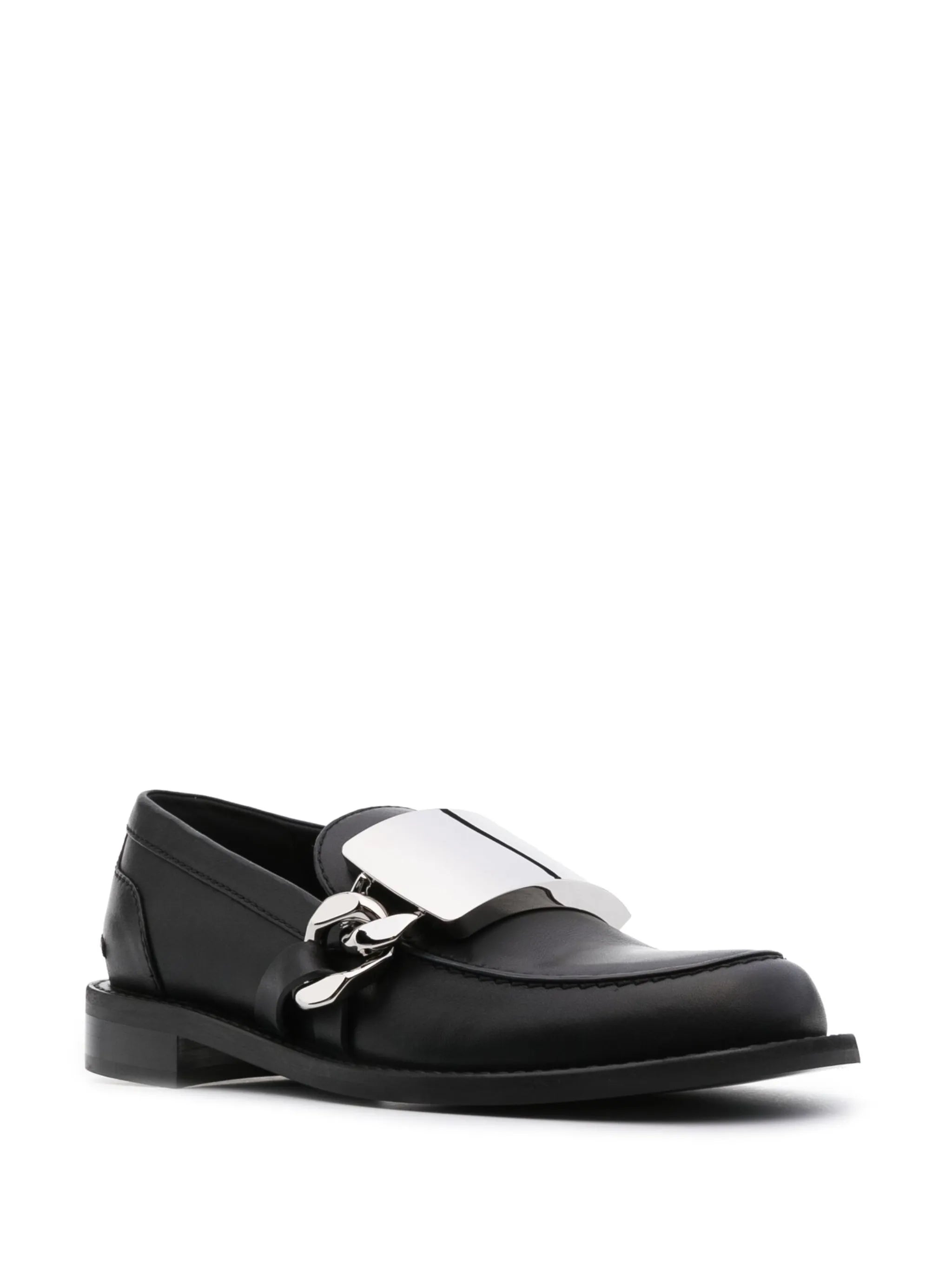 logo-engraved leather loafers