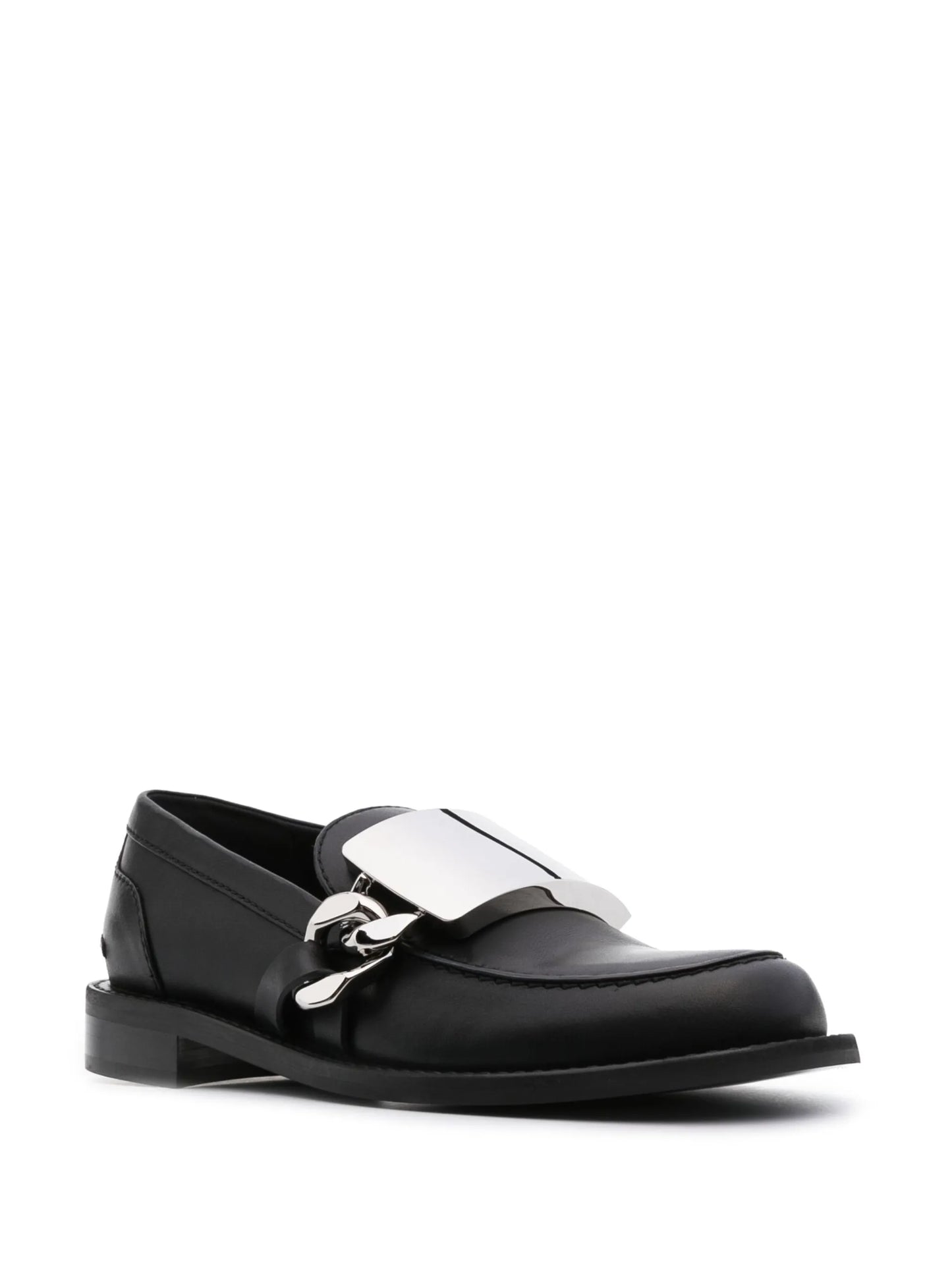 logo-engraved leather loafers