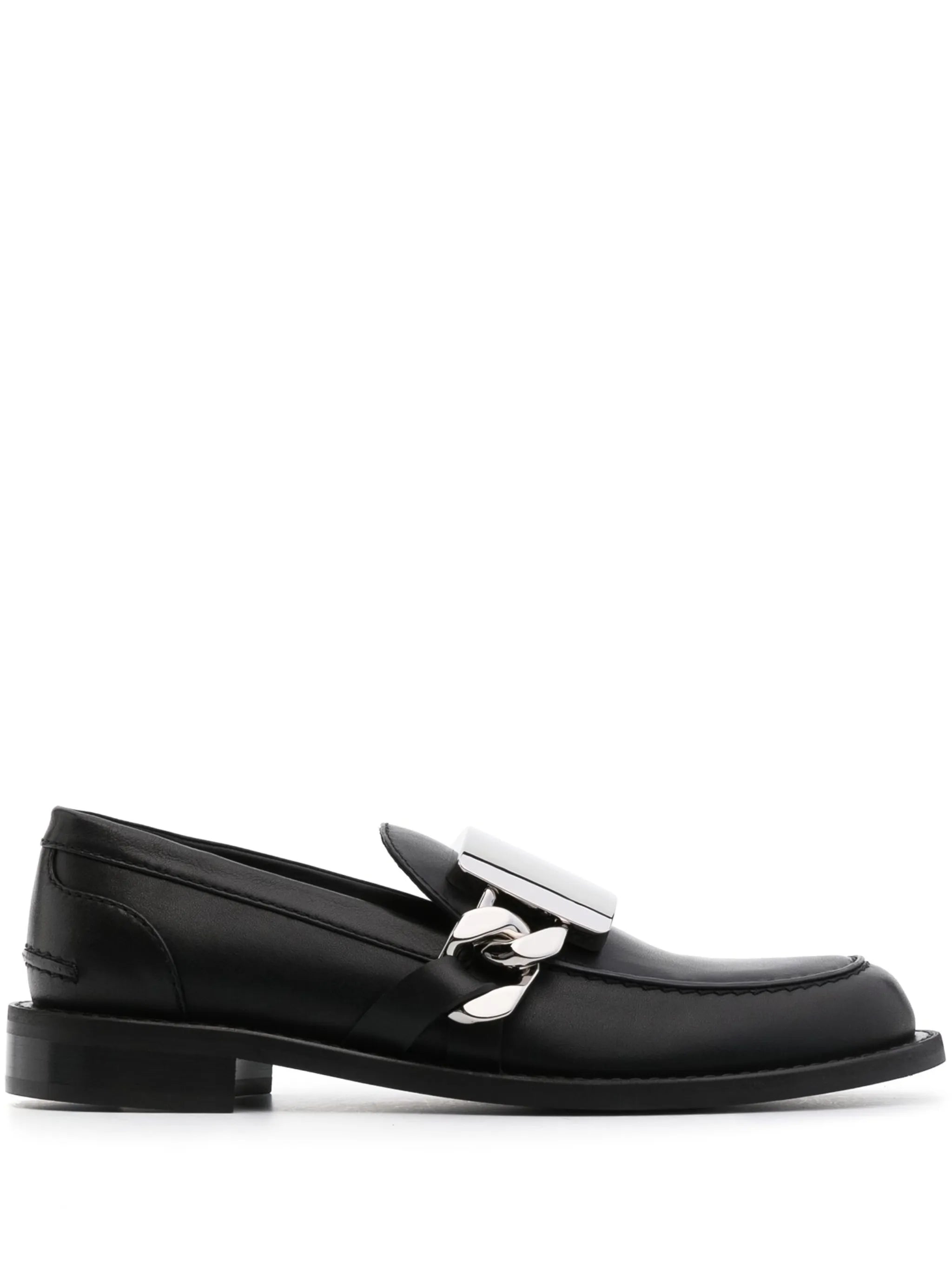 logo-engraved leather loafers